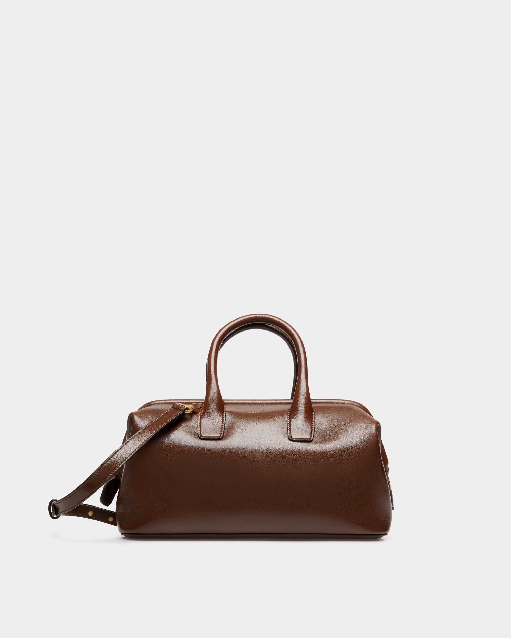 Bally Global - Belle Small Top Handle Bag In Marron Glacé Leather - Marrón