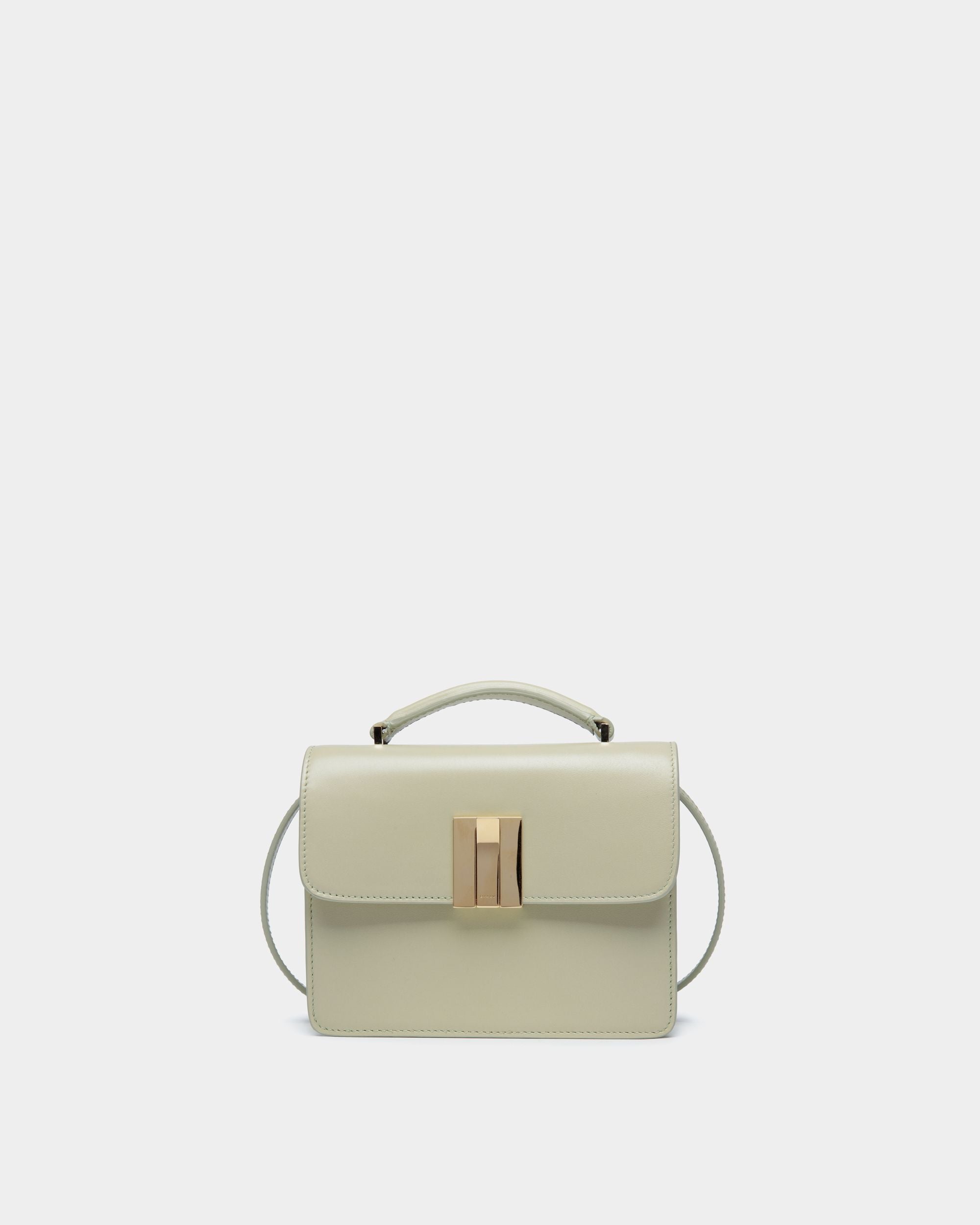 Bally Global - Ollam Mini Top Handle Bag in Antique White Brushed Leather - White