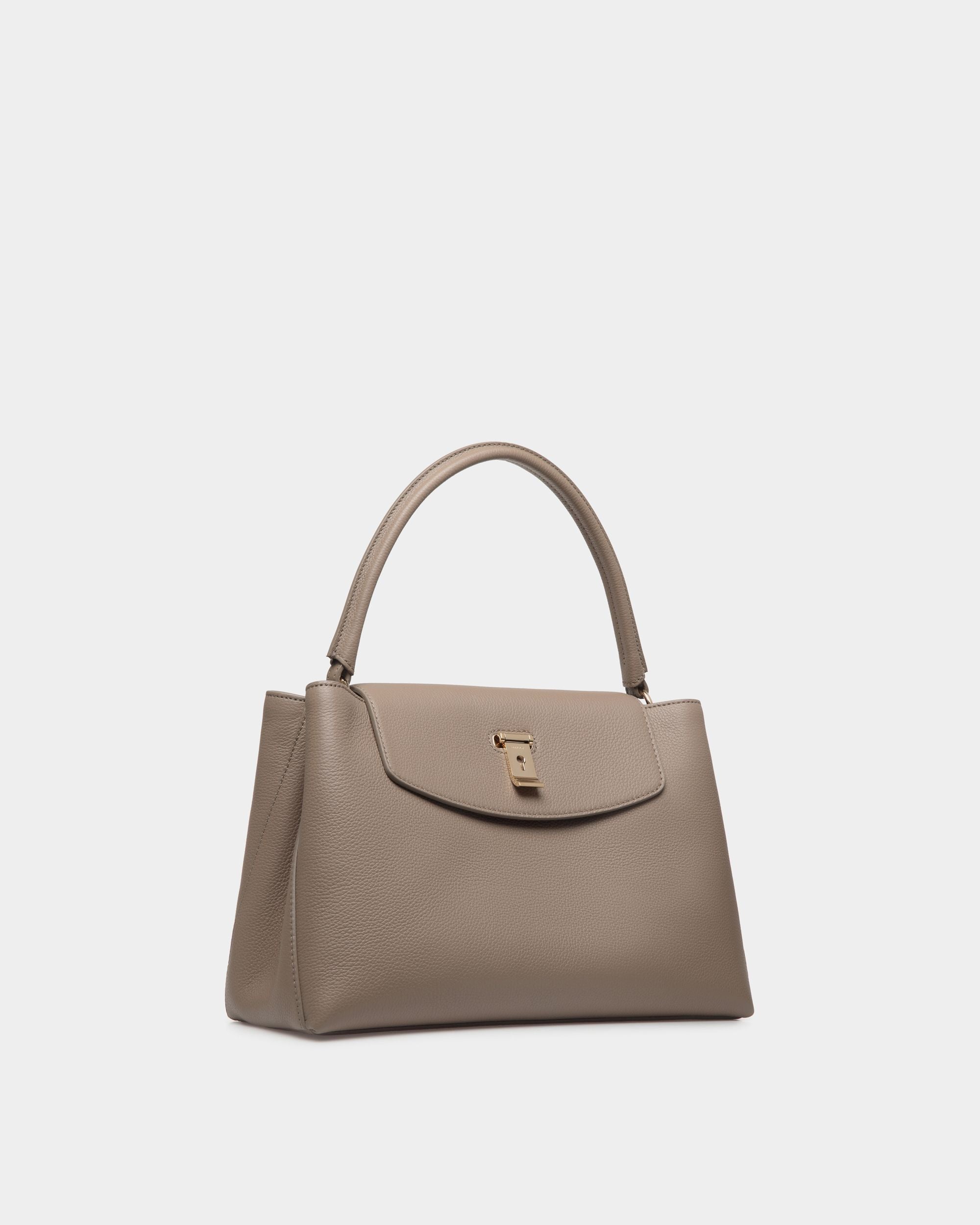 Bally Global - Bolso Con Asa Superior Lock Me De Piel Granulada Topo - Marrón