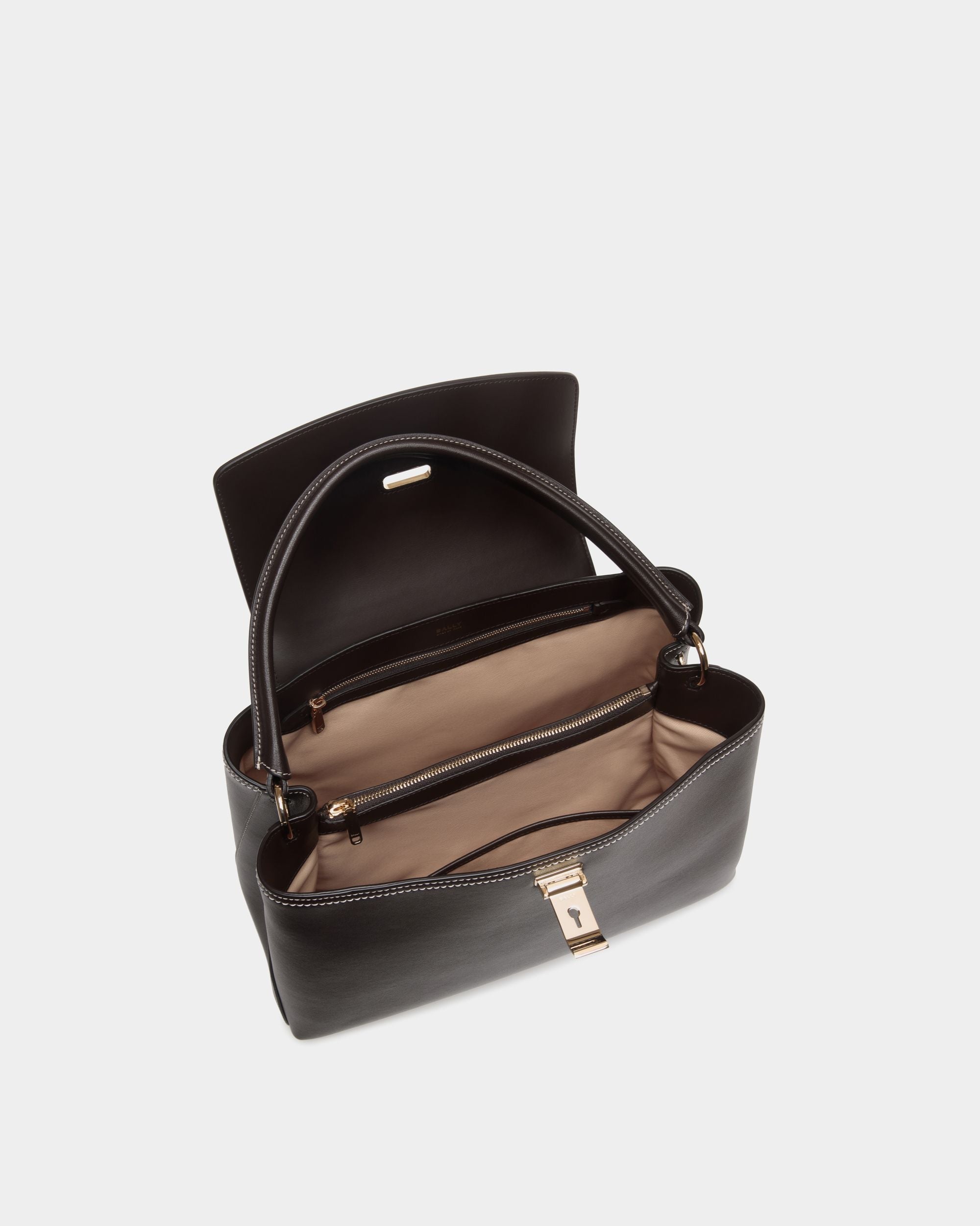 Bally Global - Lock Me Top Handle Bag in Ebano Leather - Brown