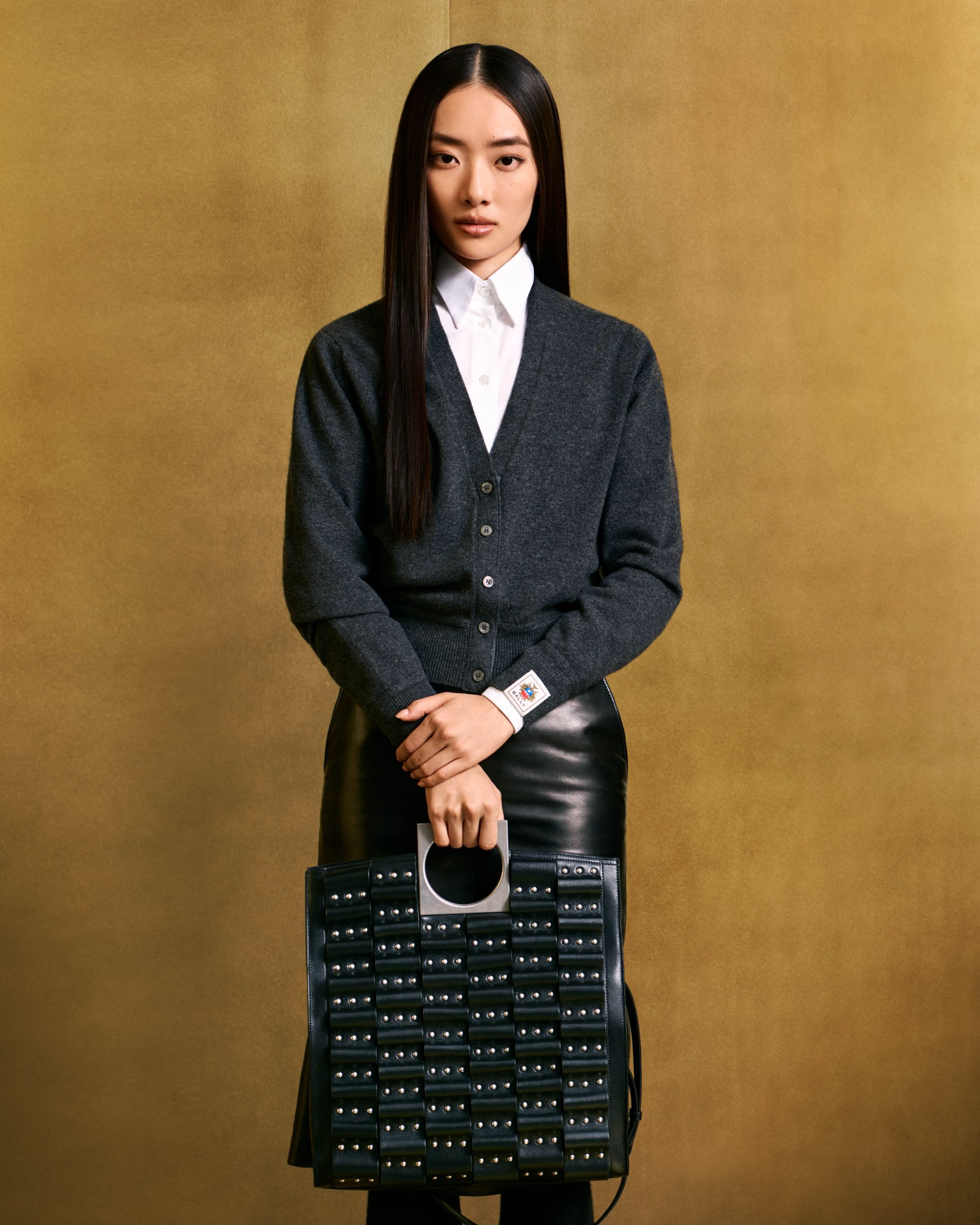 Bally Global - Anni Tote in Black Leather with Studs - Black