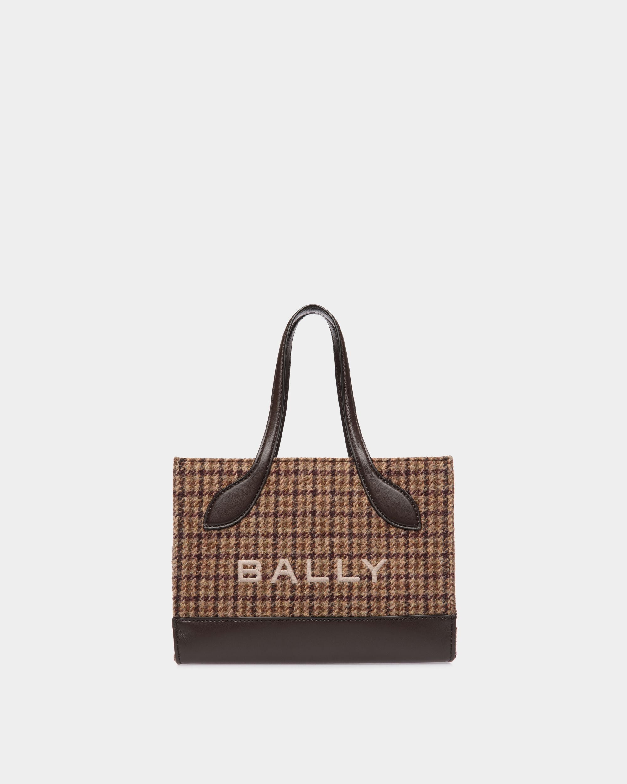 Bally Global - Bar Mini Tote Bag in Multibrown Check Wool And Leather - Brown