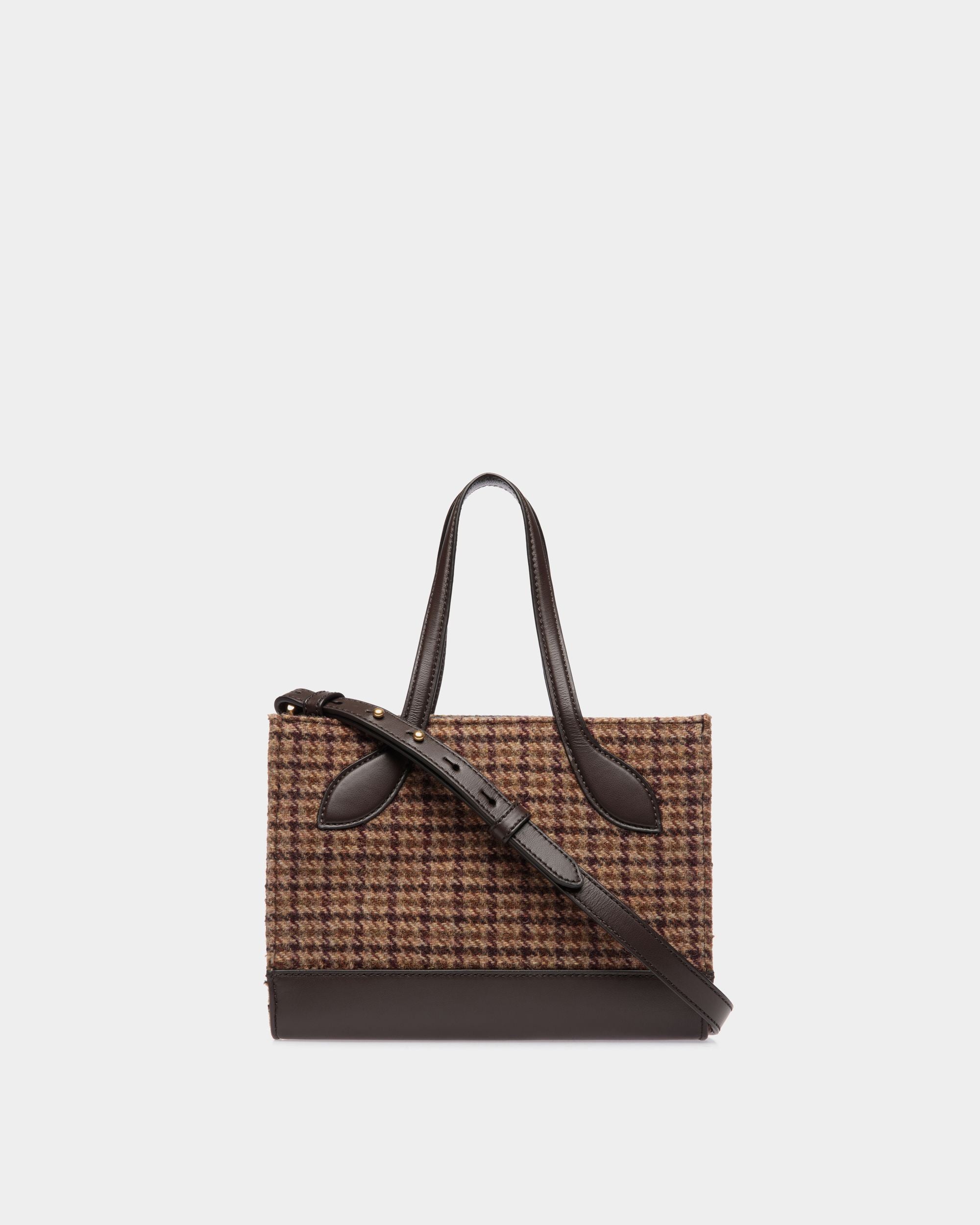 Bally Global - Bar Mini Tote Bag in Multibrown Check Wool And Leather - Brown
