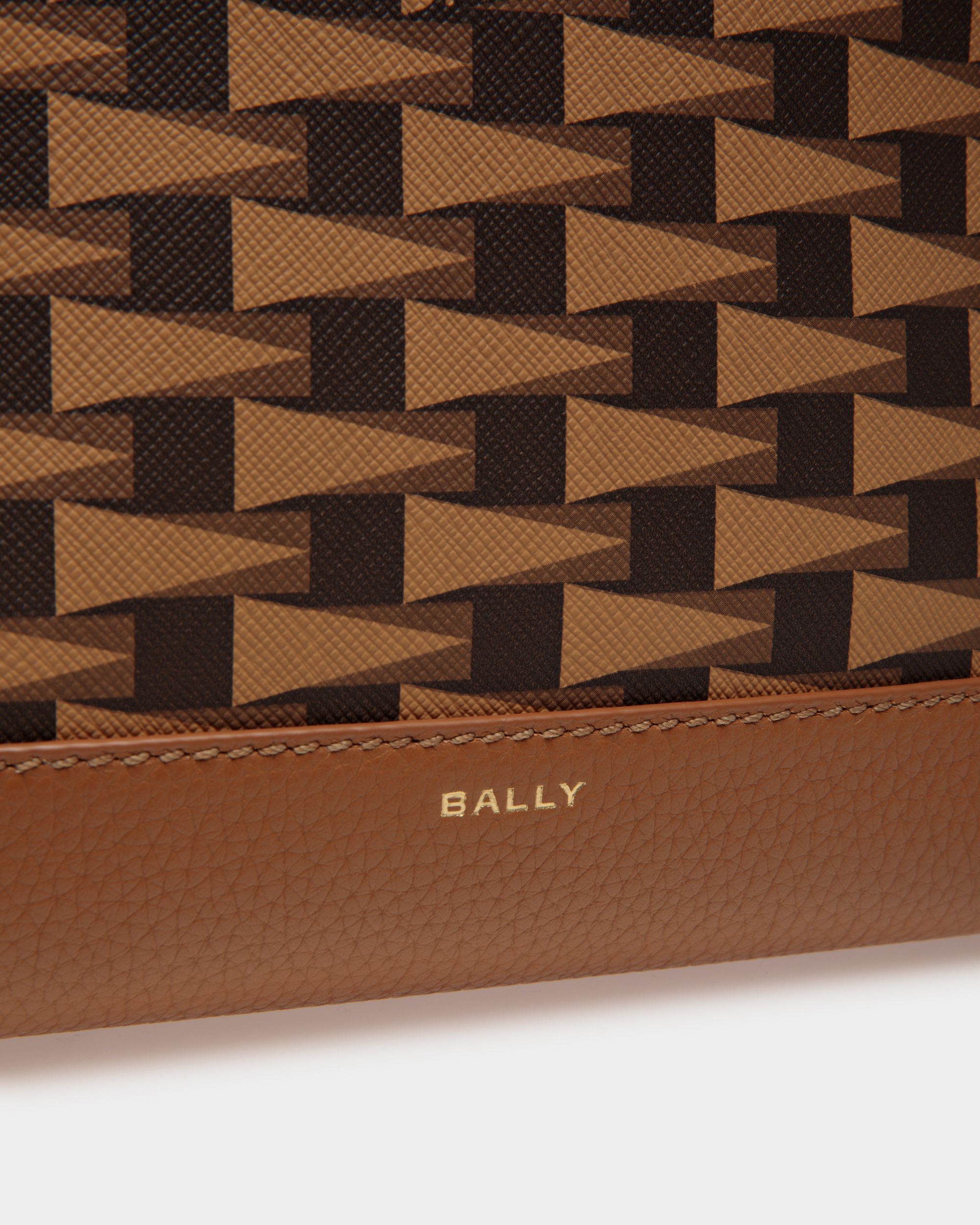 Bally Global - Pennant Mini Tote Bag in Brown Pennant Motif TPU - Brown