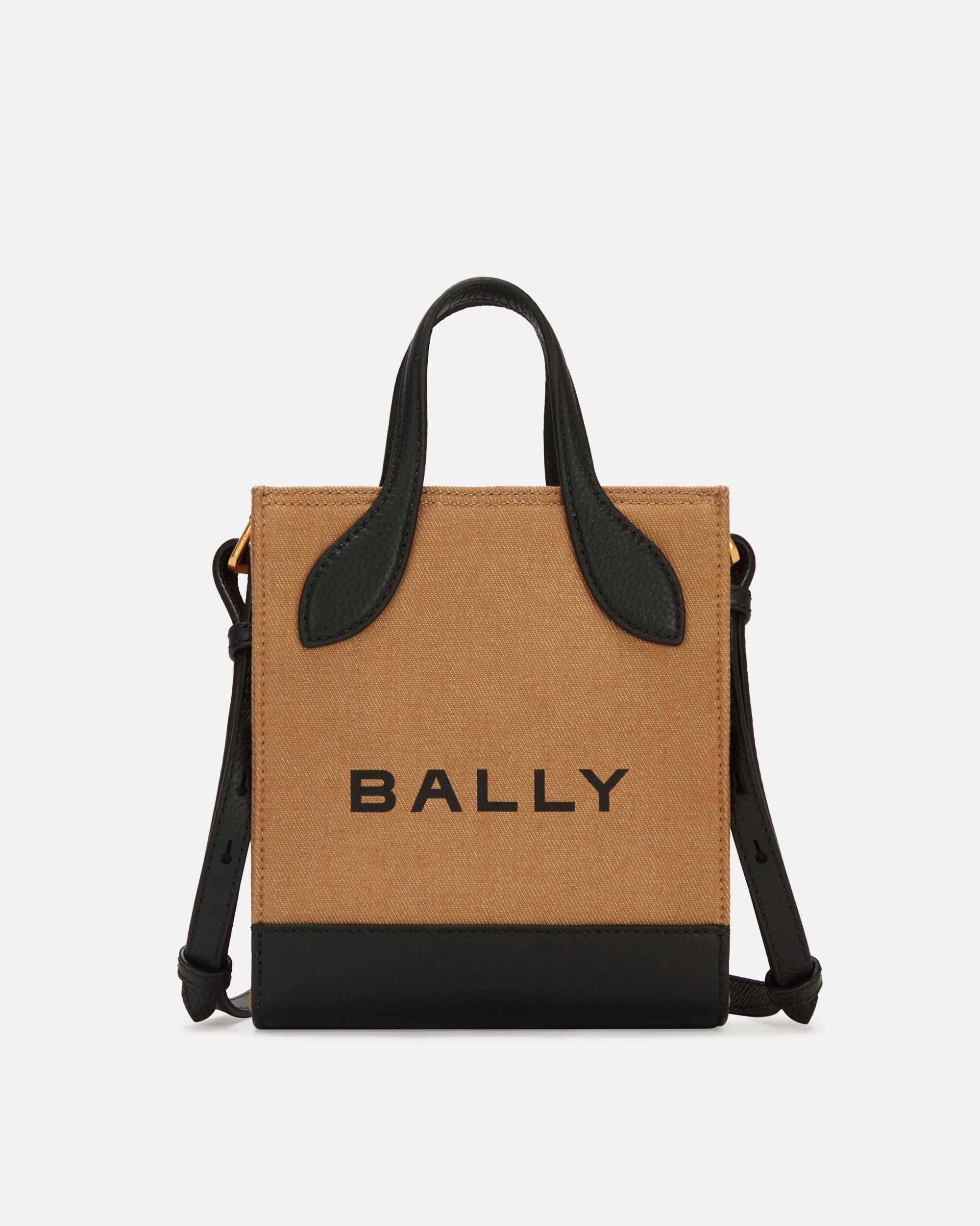 Bally Global - Bar Mini Tote Bag In Beige And Black Canvas And Leather - Beige