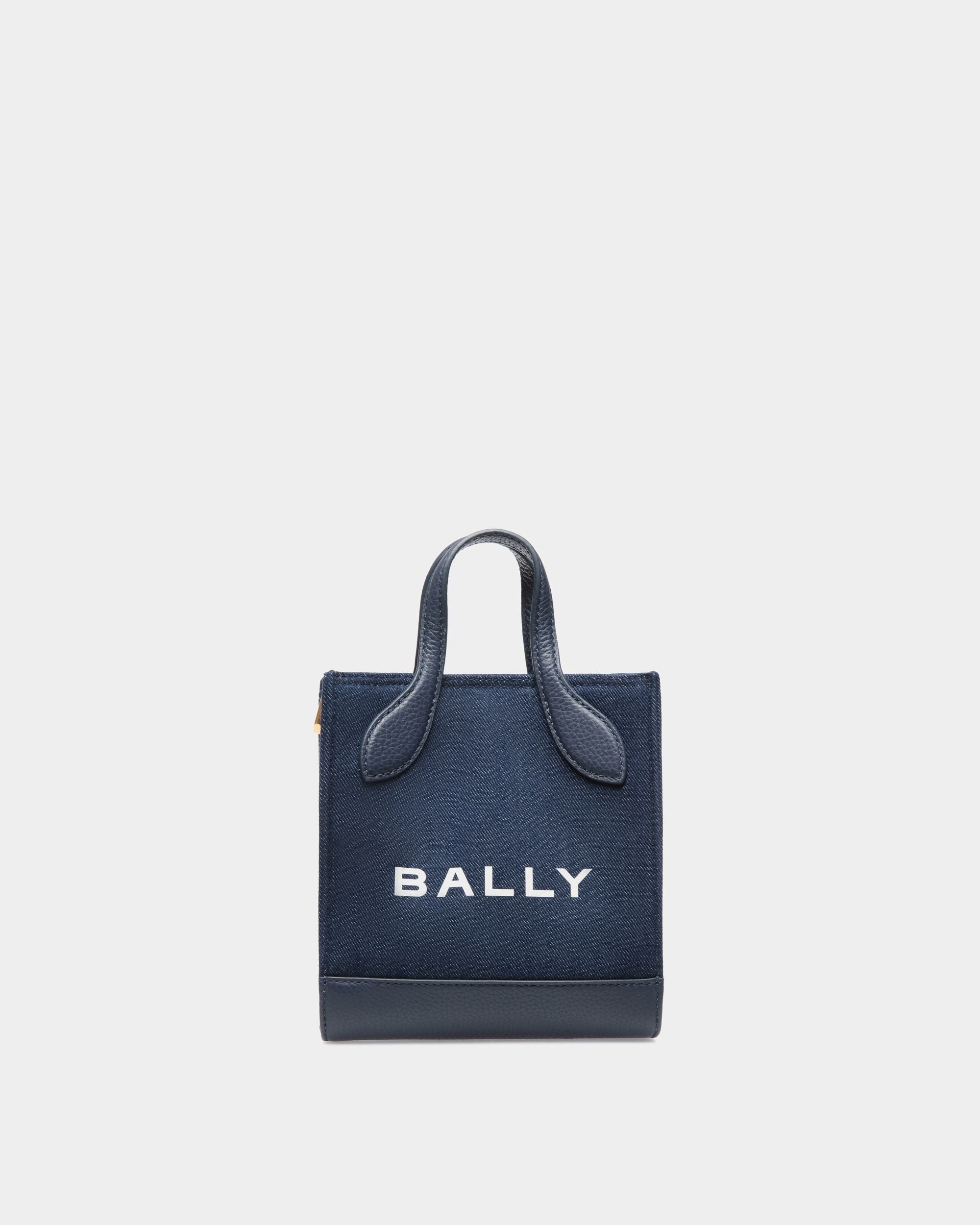 Bally Global - Bar Mini Tote Bag in Navy Blue Fabric And Leather - Blue