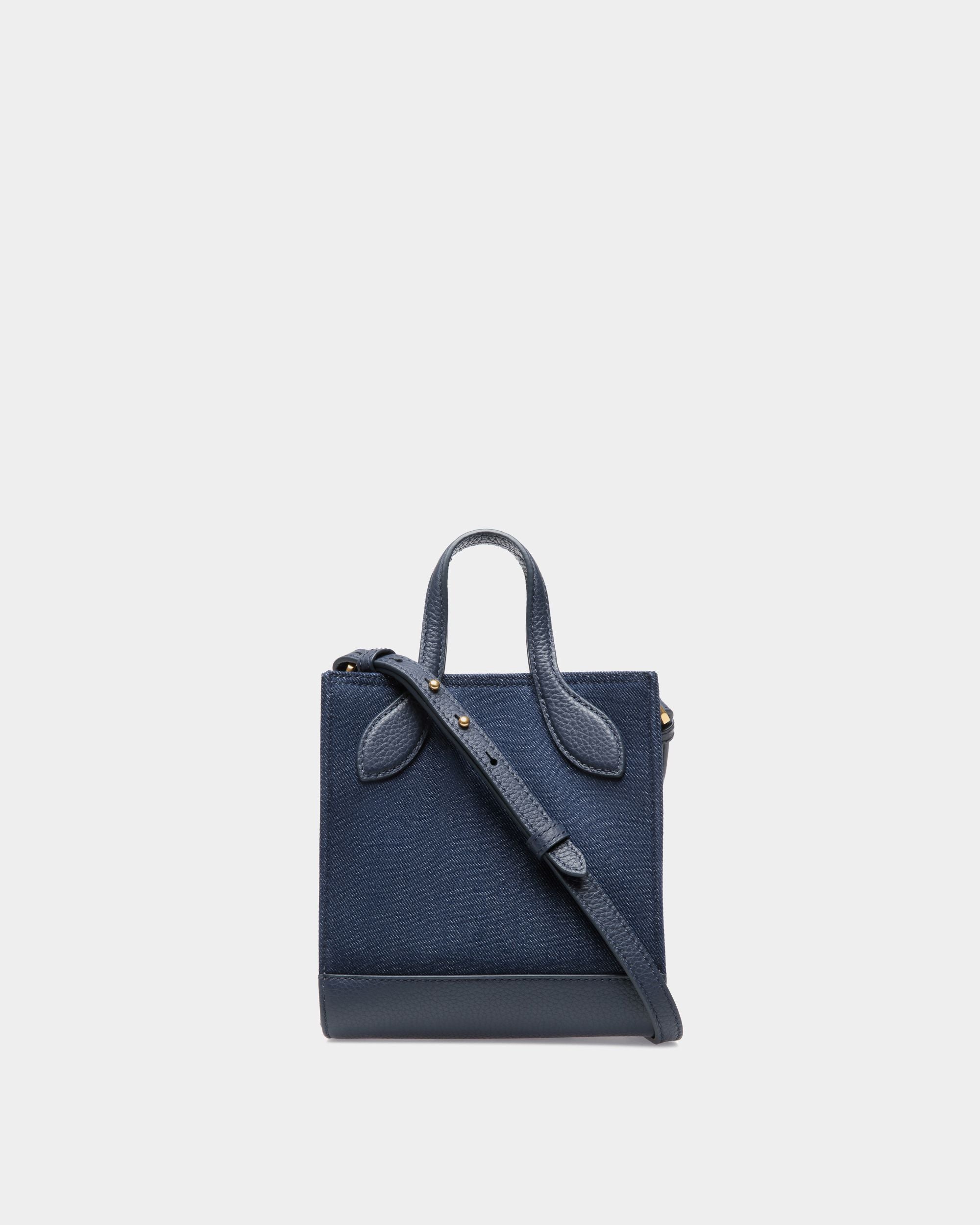 Bally Global - Bar Mini Tote Bag in Navy Blue Fabric And Leather - Blue