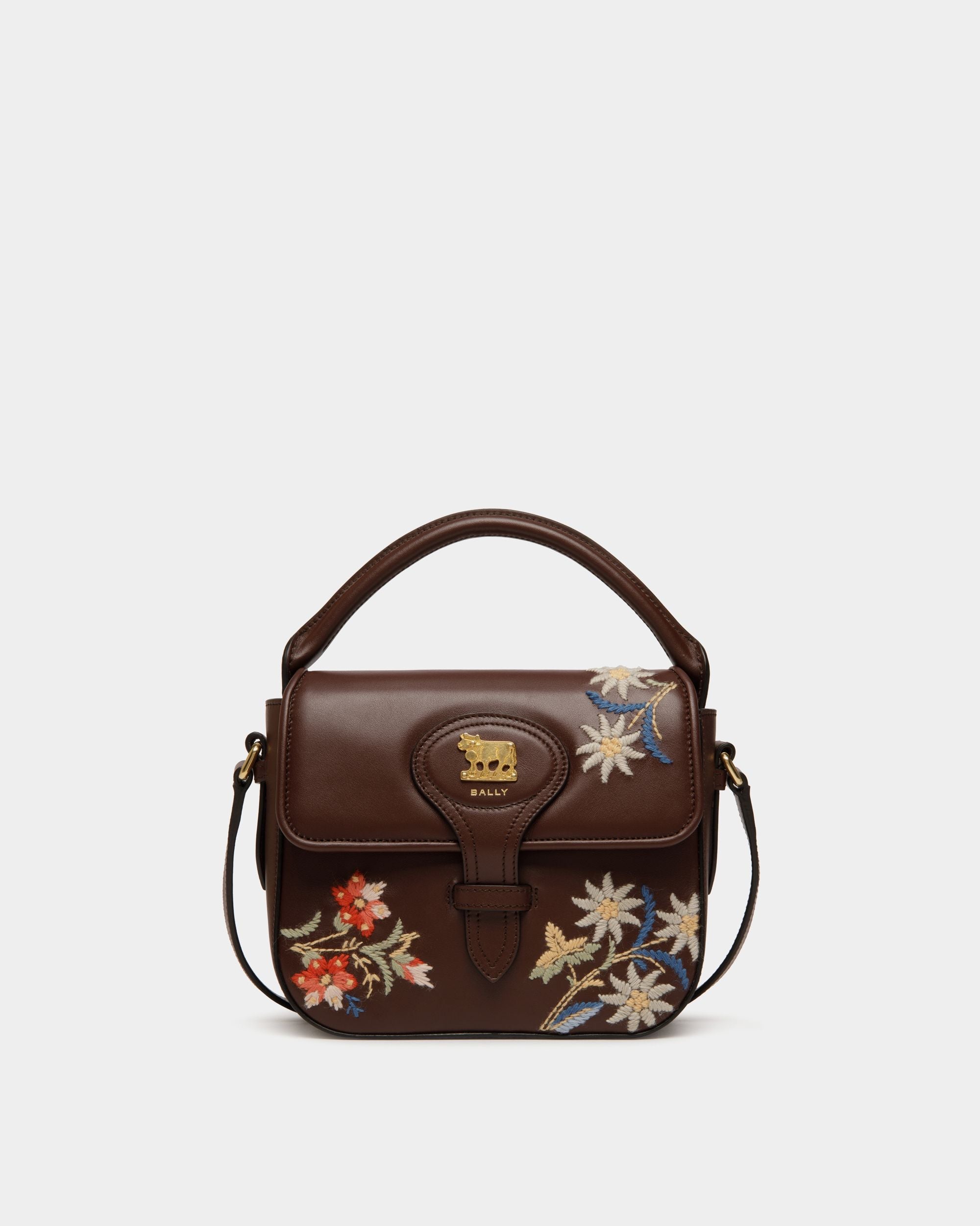 Bally Global - Winter Capsule Minibag in Chestnut Brown Leather With Alpine Flowers - Brown