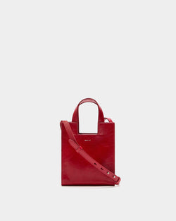 Easy Bally Small Tote Bag in Red Leather