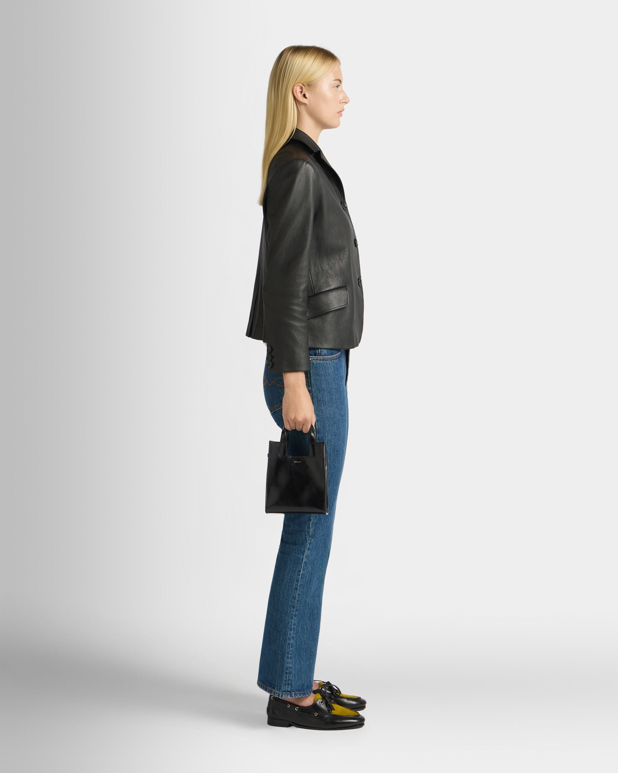 Bally Global - Easy Bally Small Tote Bag in Black Leather - Black