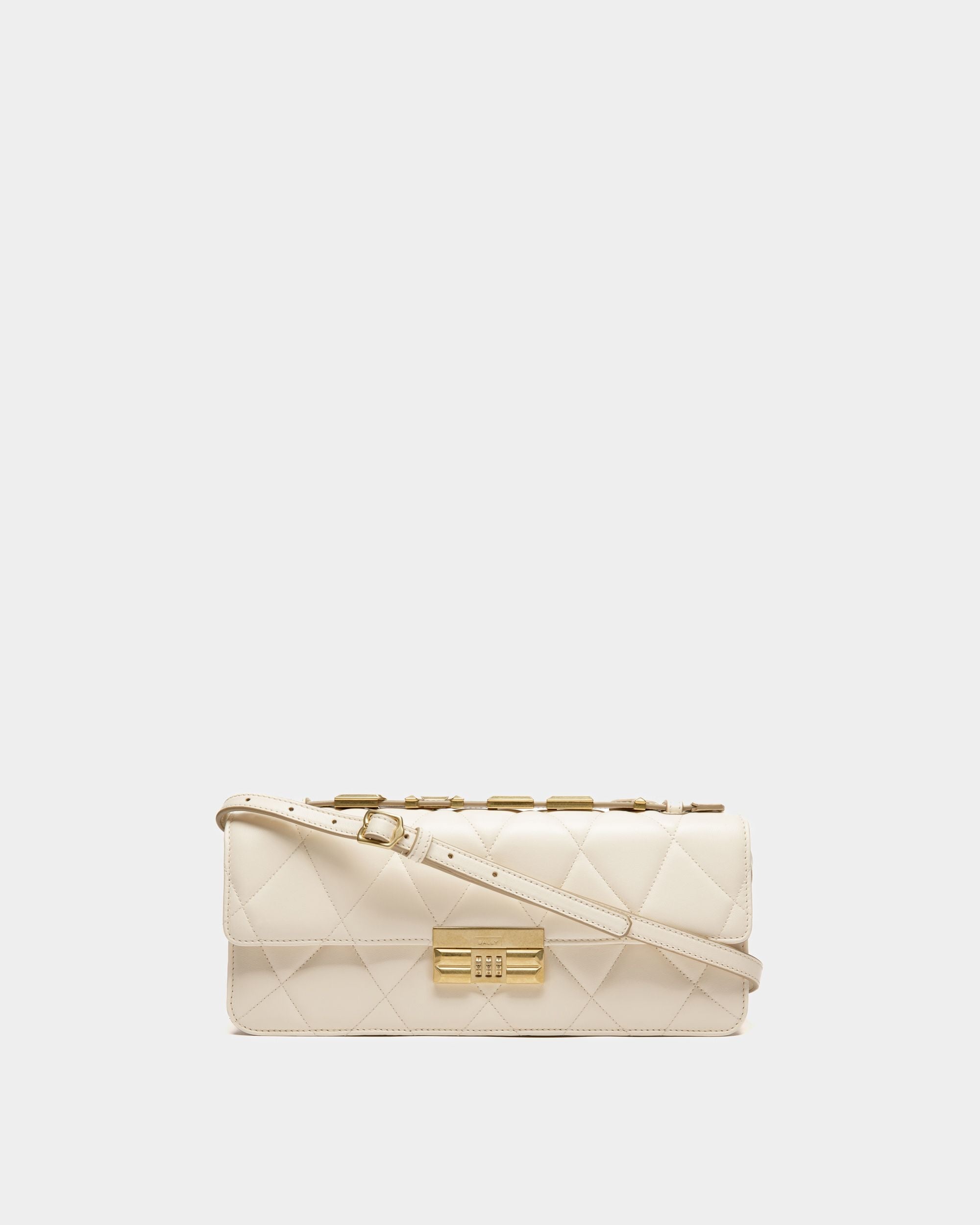 Bally Global - Logo Crossbody Large In Bone Leather - Blanco
