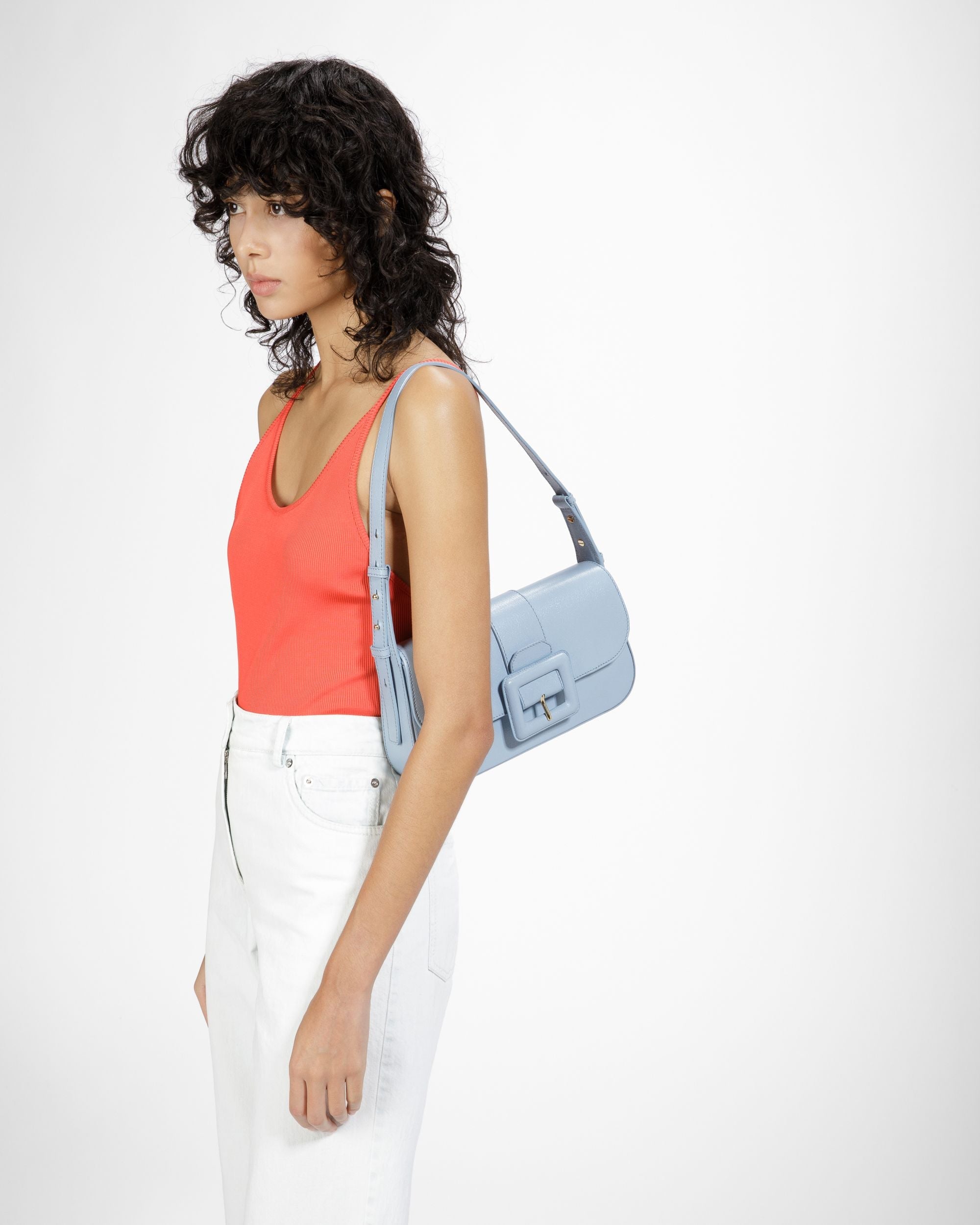 Bally Global - Jadha Leather Shoulder Bag In Light Blue - Blue