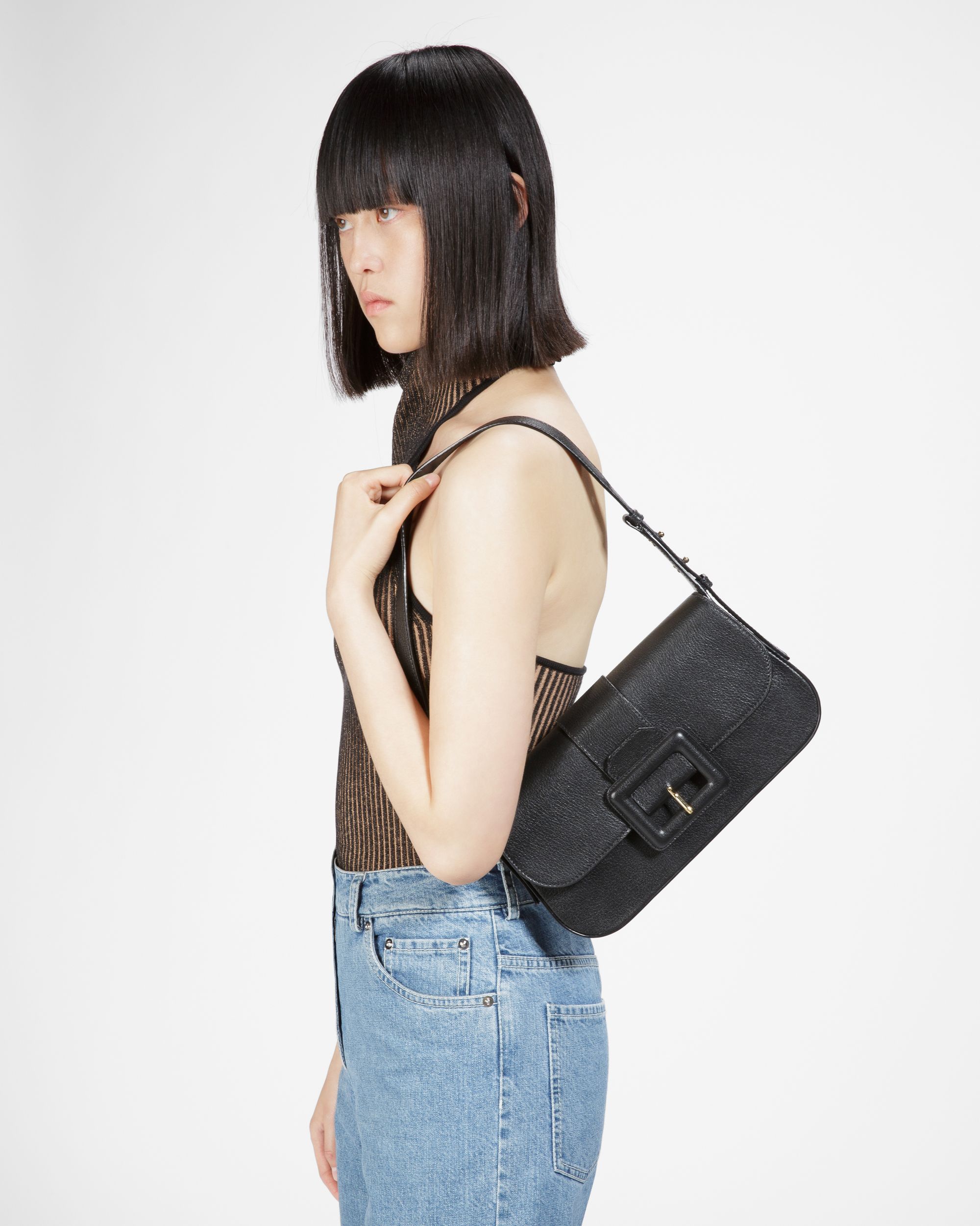 Bally Global - Jadha Leather Shoulder Bag In Black - Black