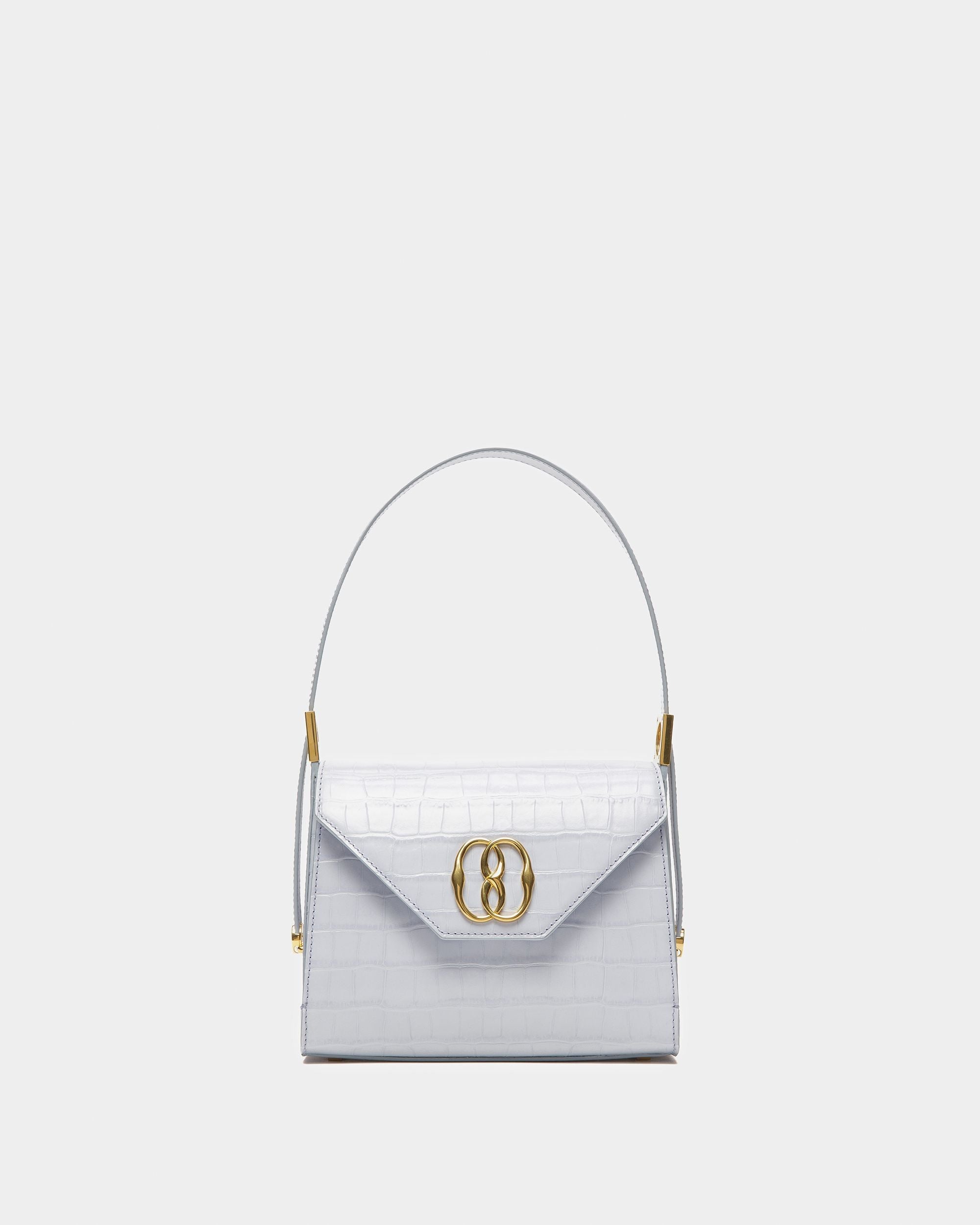 Bally Global - Emblem Top Handle Bag in Light Blue Leather - Blue