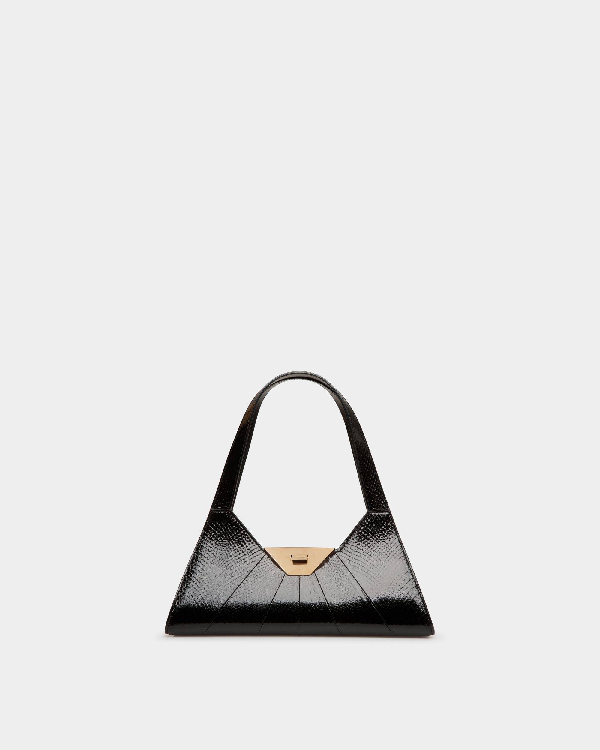 Bally Global - Tilt Shoulder Bag In Black Snakeskin Leather - Black