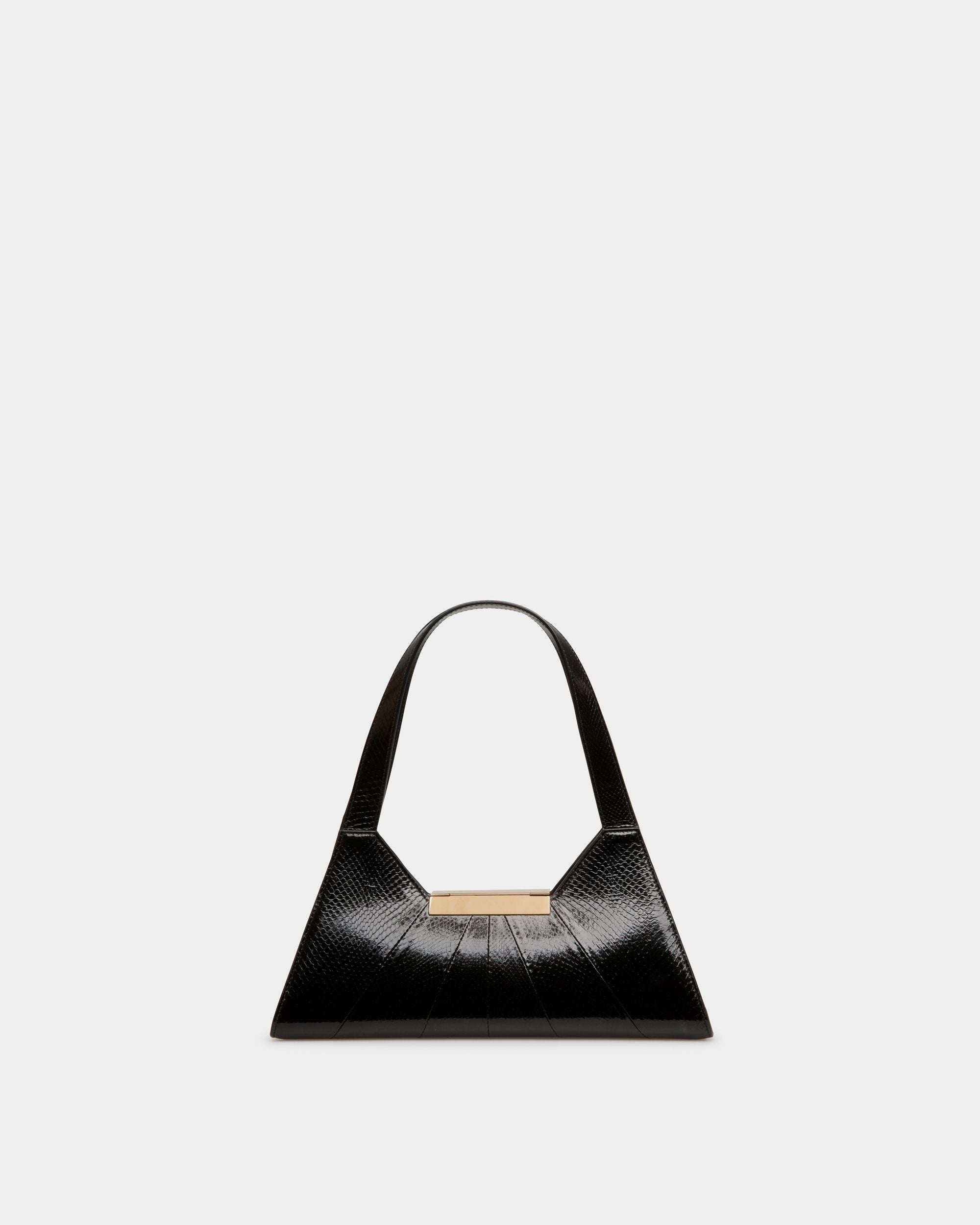 Bally Global - Tilt Shoulder Bag In Black Snakeskin Leather - Black