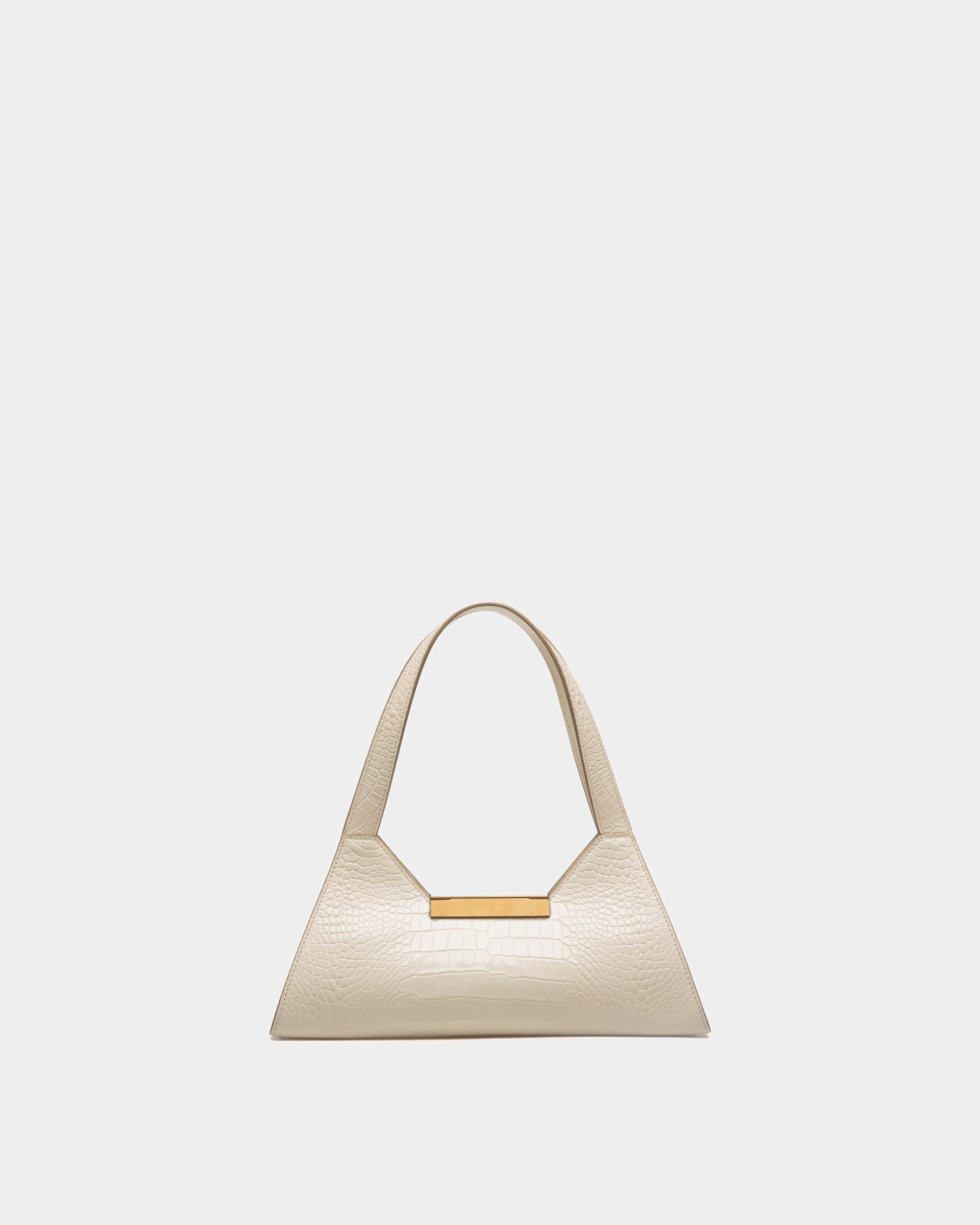 Bally Global - Tilt Small Shoulder Bag In White Crocodile Print Leather - White