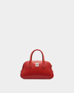 Bolso Con Asa Superior Unda De Piel Granulada Roja