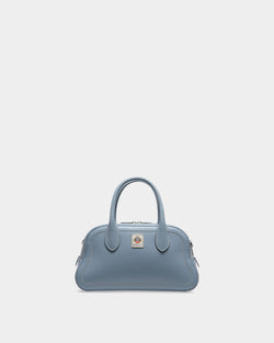 Bolso Con Asa Superior Unda De Piel Granulada Light Blue