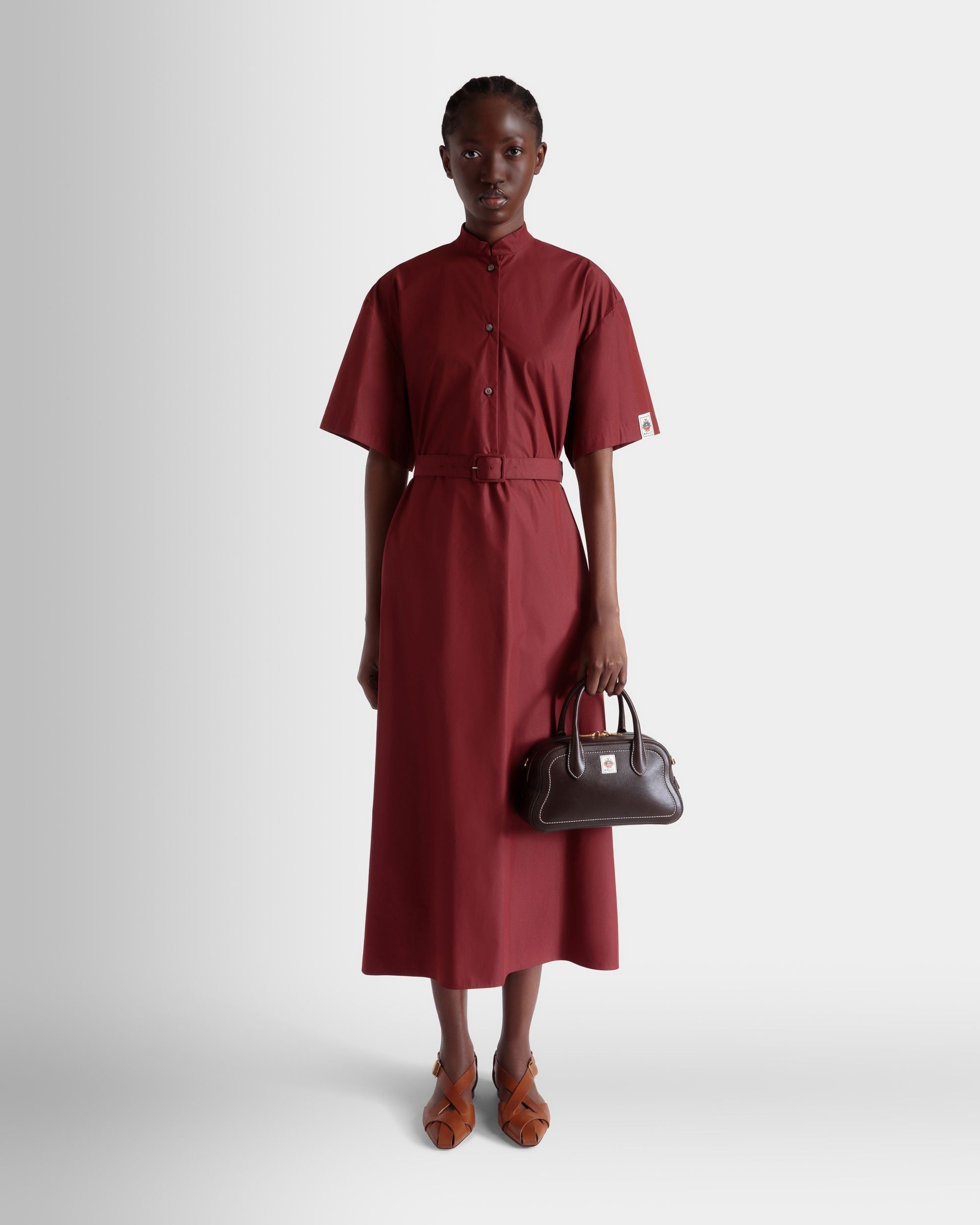 Bally Global - Unda Top Handle Bag in Ebano Grained Leather - Marron