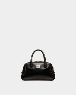 Bolso Con Asa Superior Unda De Piel Granulada Negra