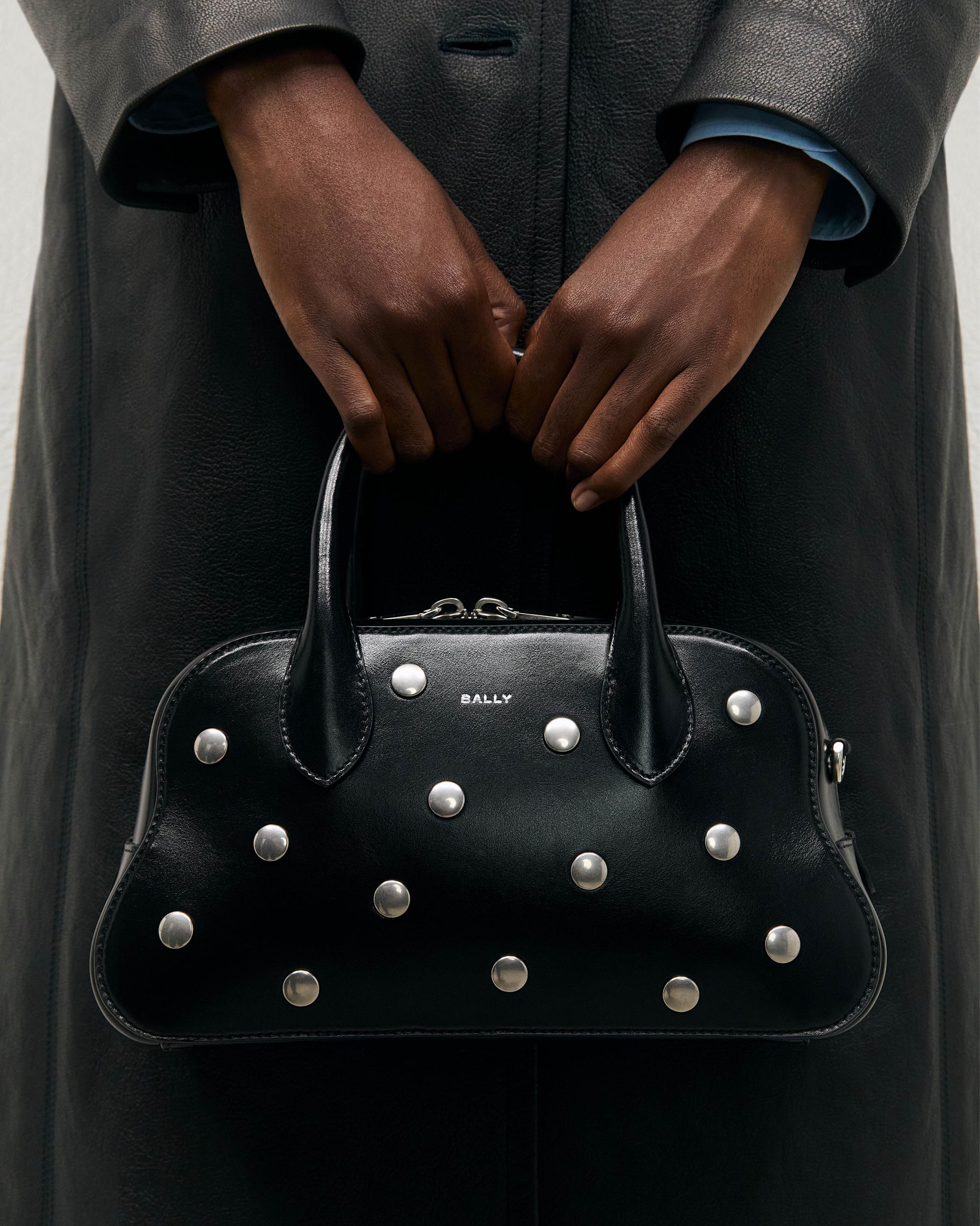 Bally Global - Unda Top Handle Bag in Black Grained Leather - Black