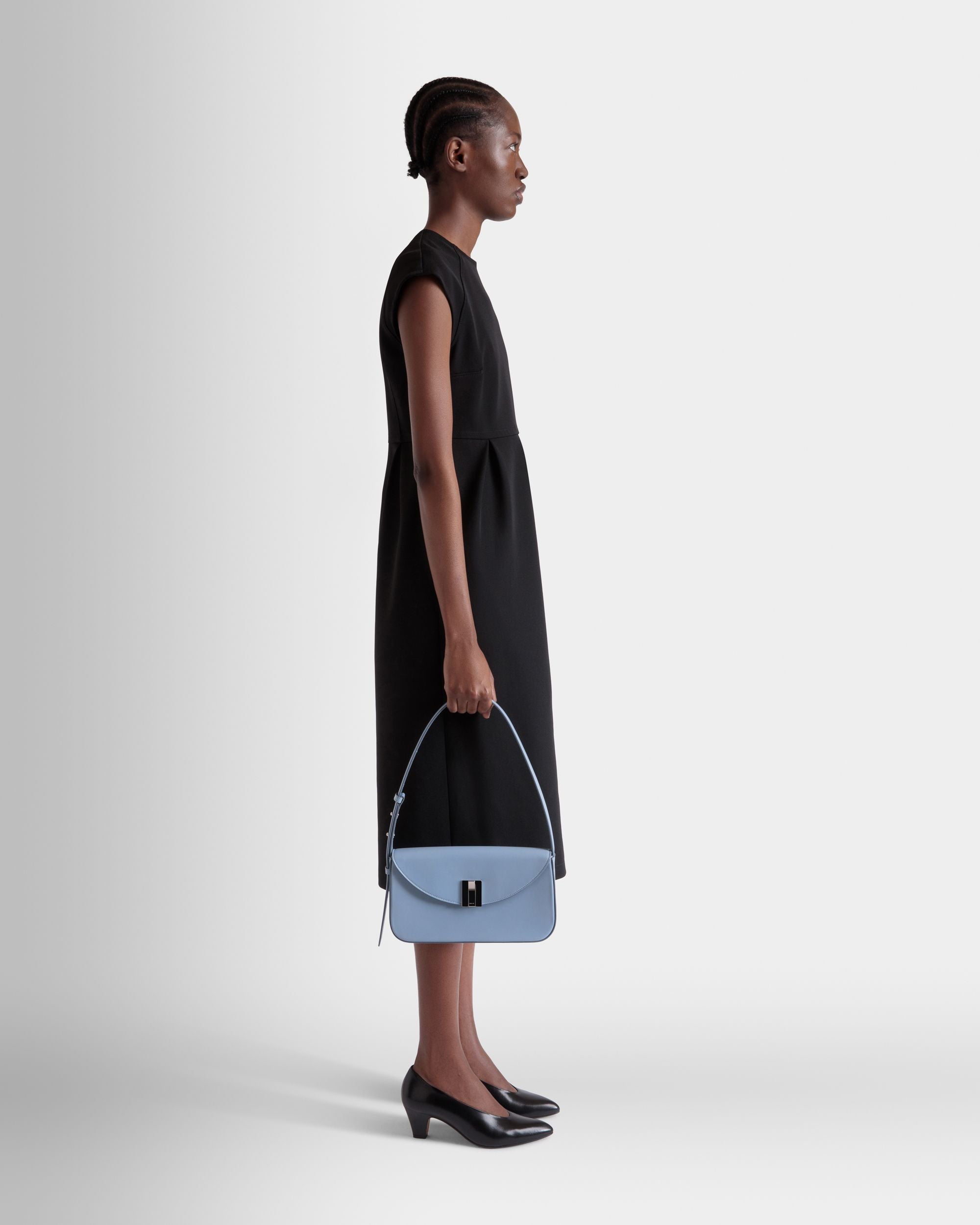 Bally Global - Ollam Small Shoulder Bag in Light Blue Leather - Blue