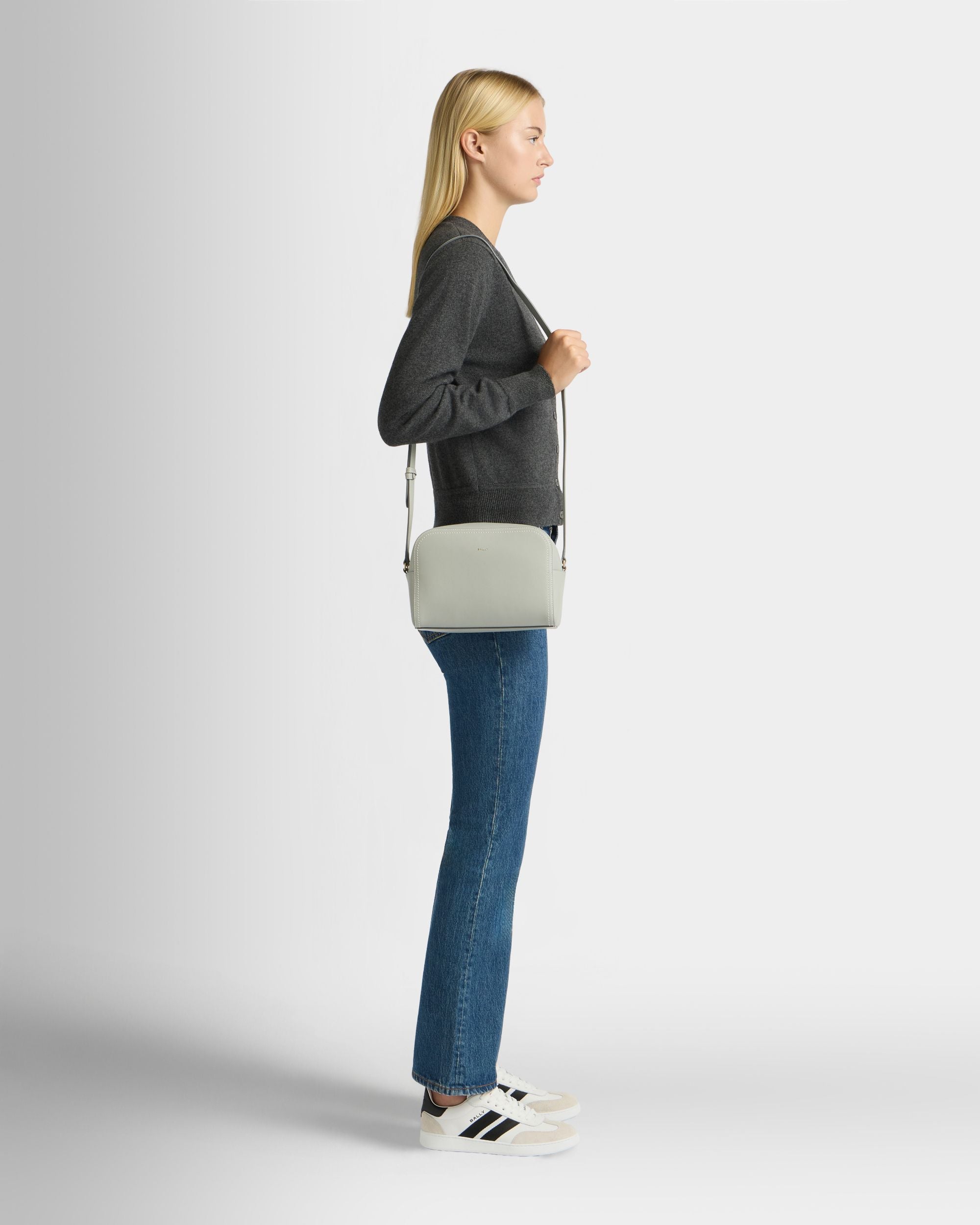 Bally Global - Easy Bally Crossbody Bag in Glacier Grey Leather - Grey