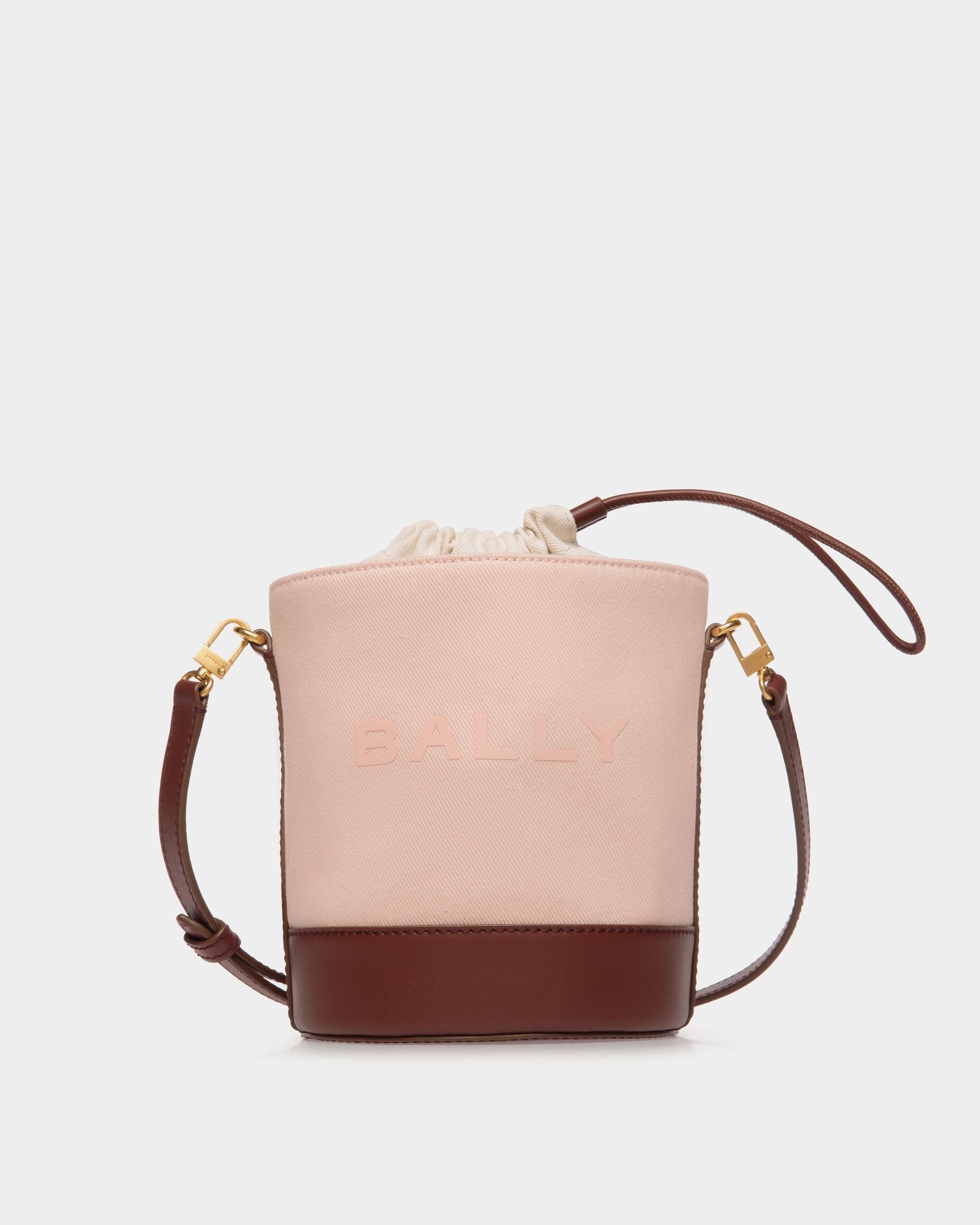 Bally Global - Bar Mini Bucket Bag in Dusty Petal And Brown Canvas And Leather - Pink