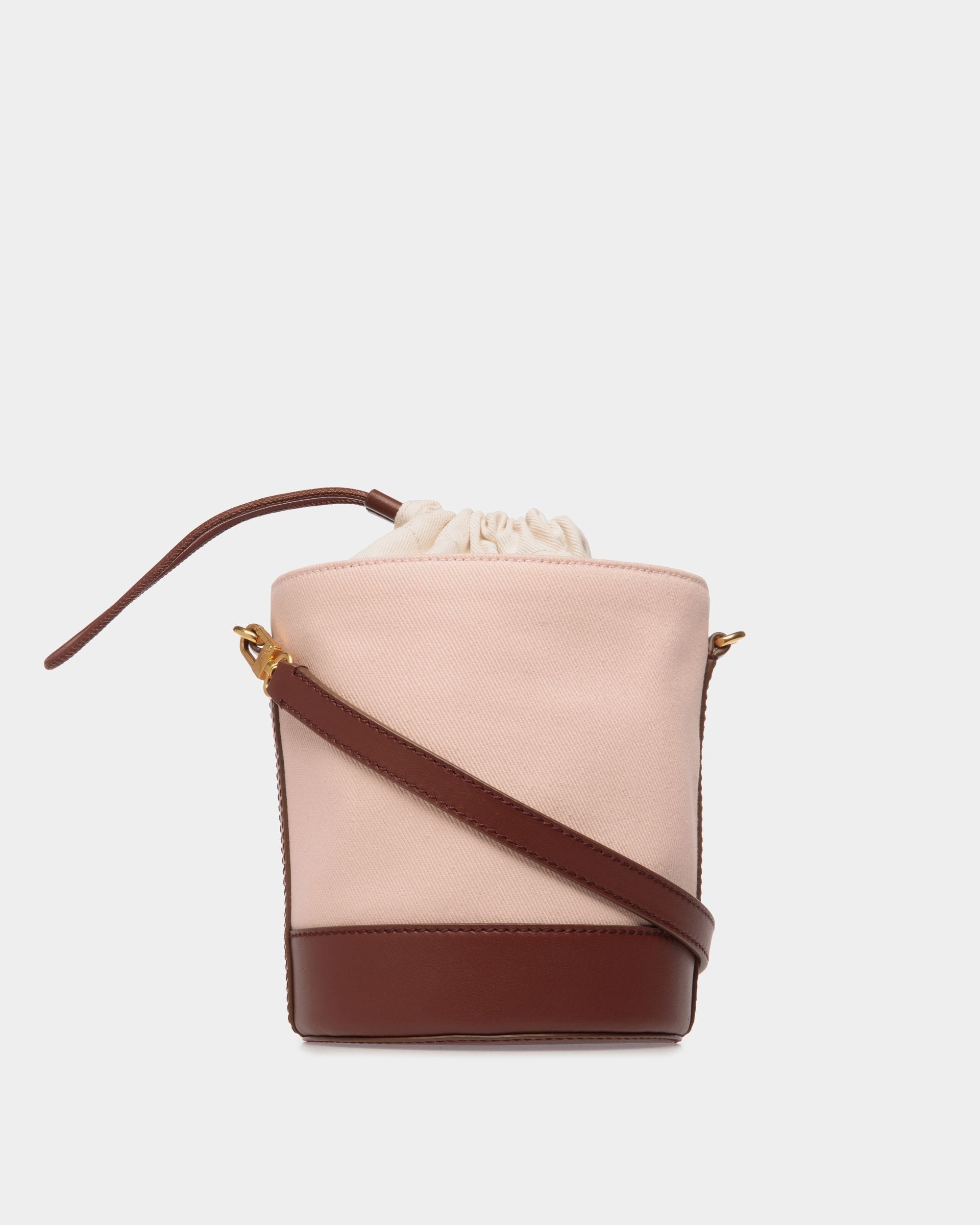 Bally Global - Bar Mini Bucket Bag in Dusty Petal And Brown Canvas And Leather - Pink