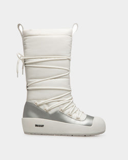 Cathye Botas En Nailon Reciclado Y Piel De Color Blanco Y Plateado