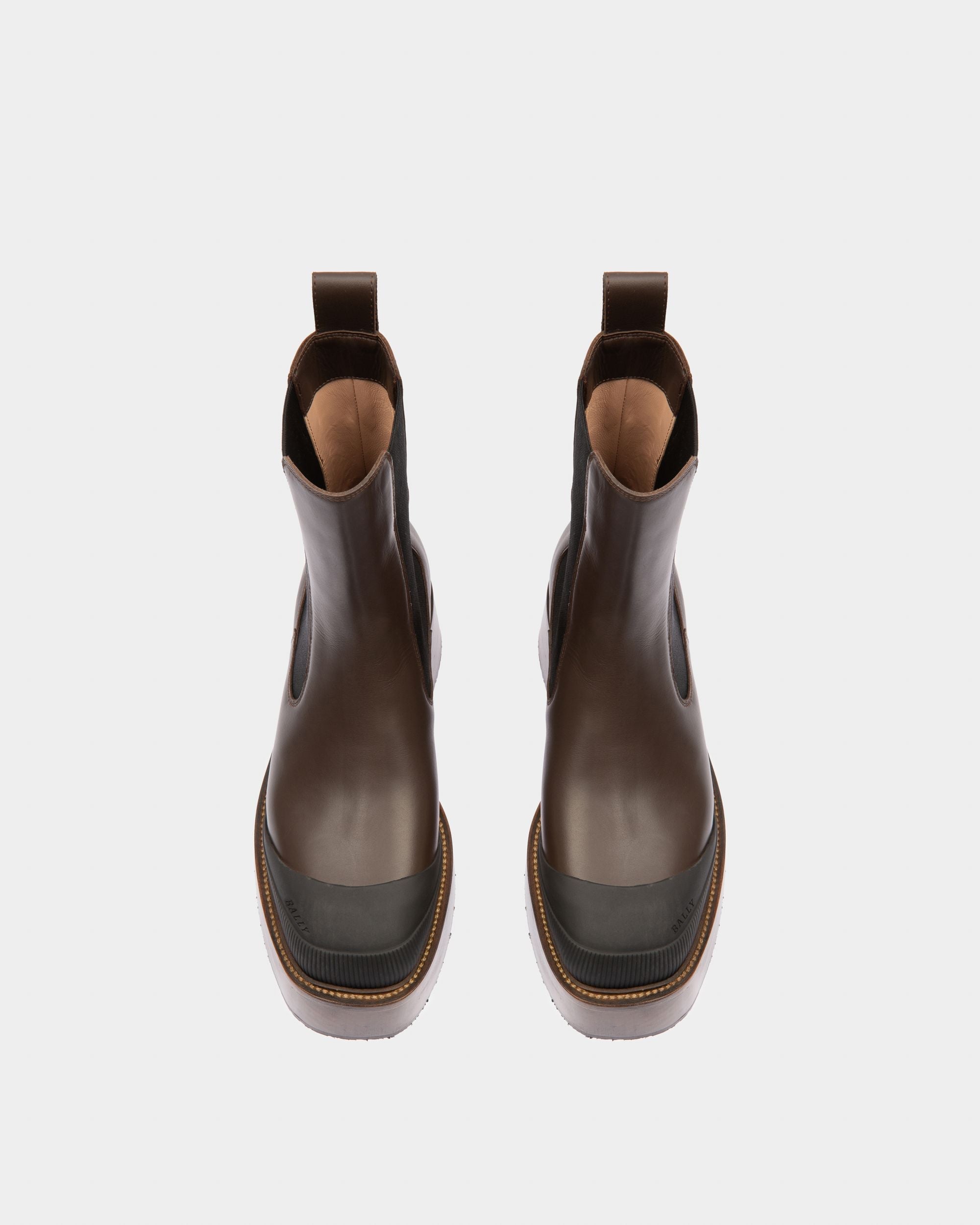 Bally Global - Ilene Leather Booties In Ebony Brown - Brown