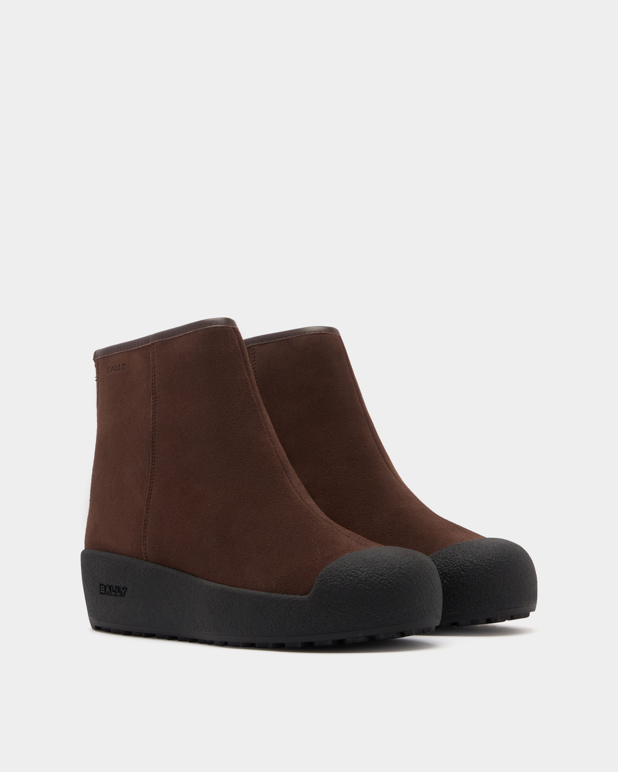 Bally Global - Bally Curling Bootie in Ebano Suede - Brown