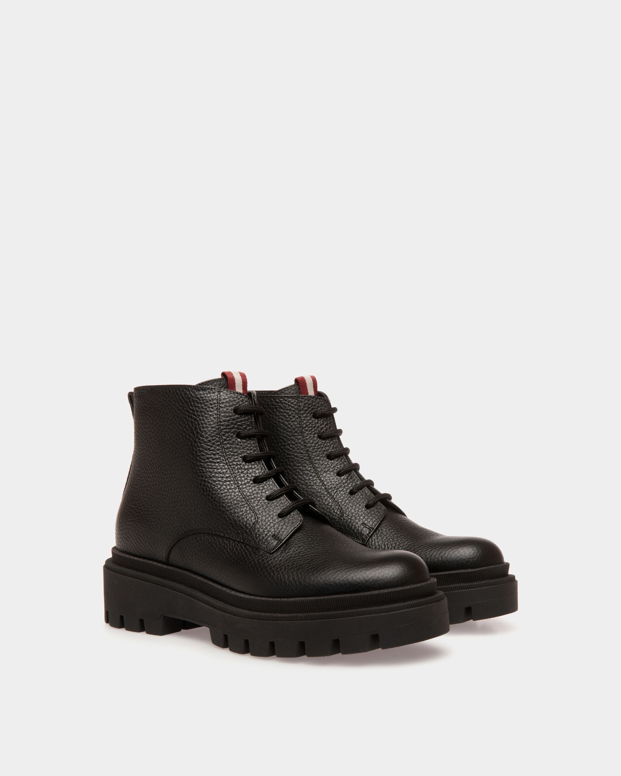 Bally Global - Bottine En Cuir Grainé Noir - Noir