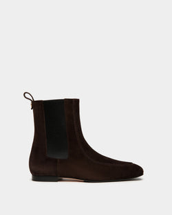 Daily Emblem Bootie In Ebano Suede Leather