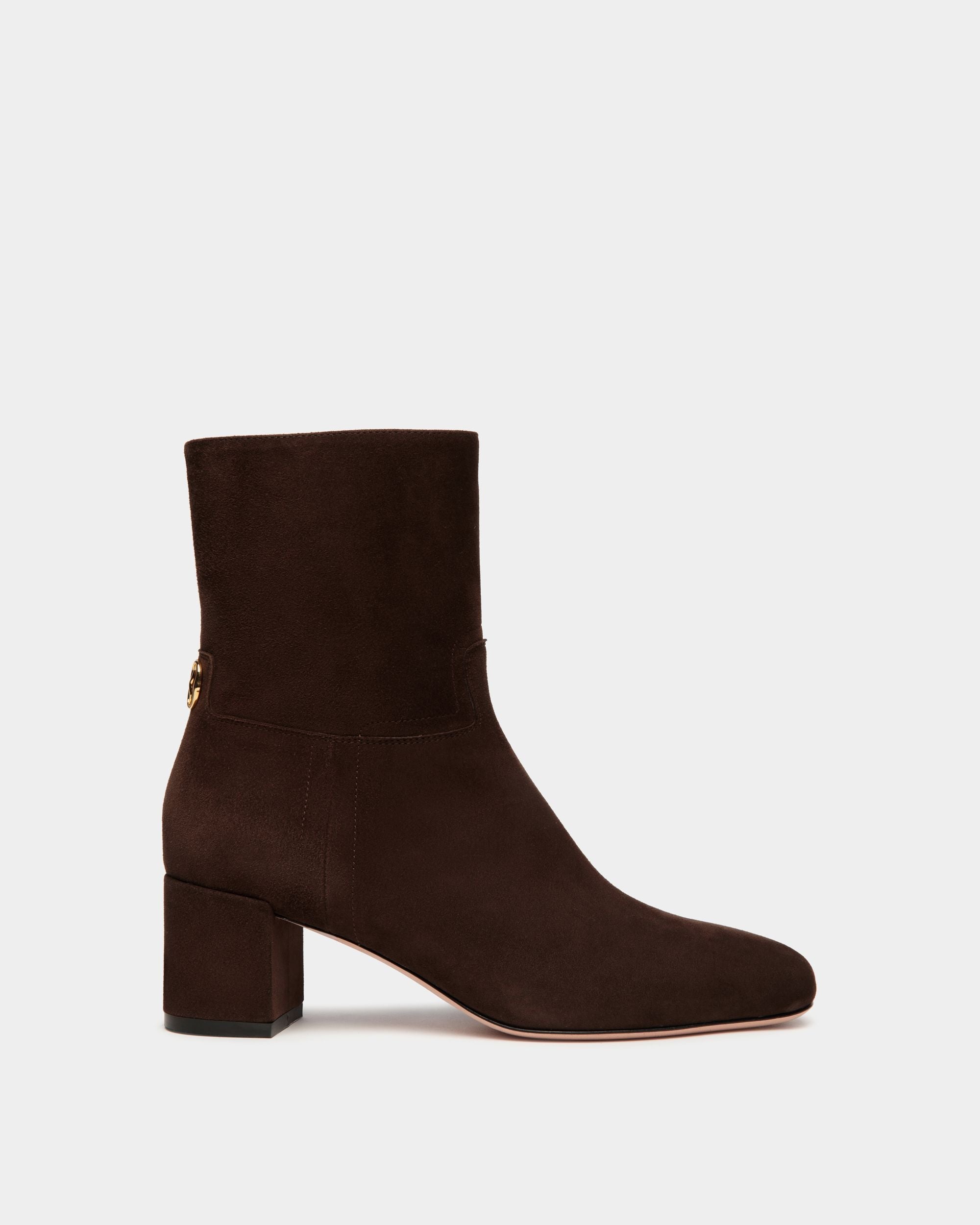 Bally Global - Daily Emblem Bootie in Ebano Suede - Brown