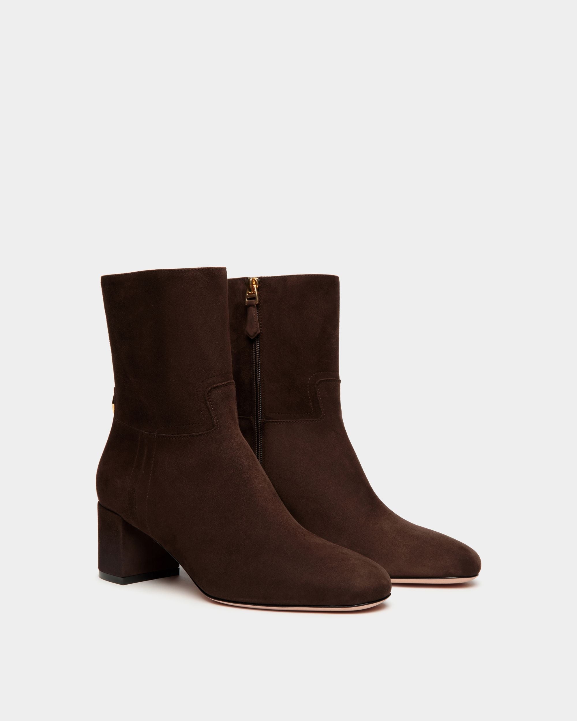 Bally Global - Daily Emblem Bootie in Ebano Suede - Brown