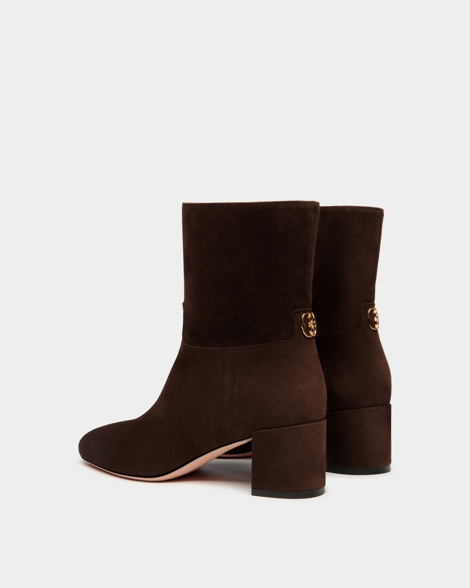 Bally Global - Daily Emblem Bootie in Ebano Suede - Brown
