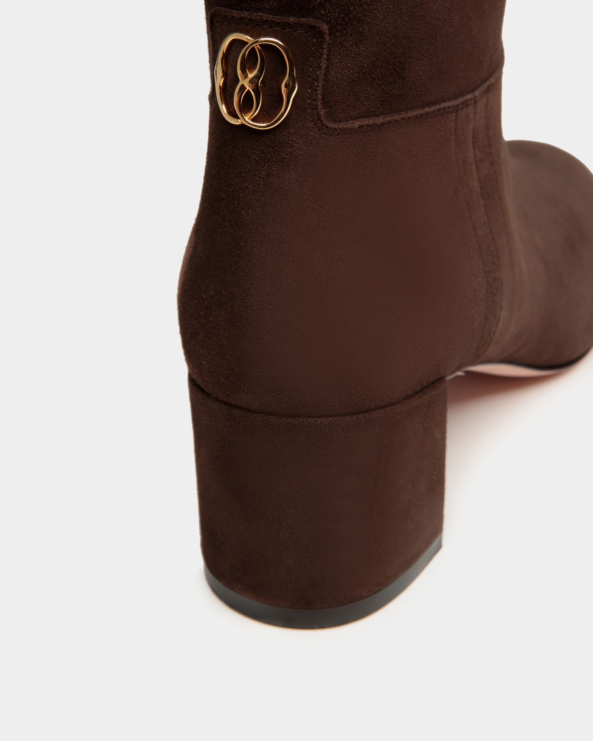 Bally Global - Daily Emblem Bootie in Ebano Suede - Brown