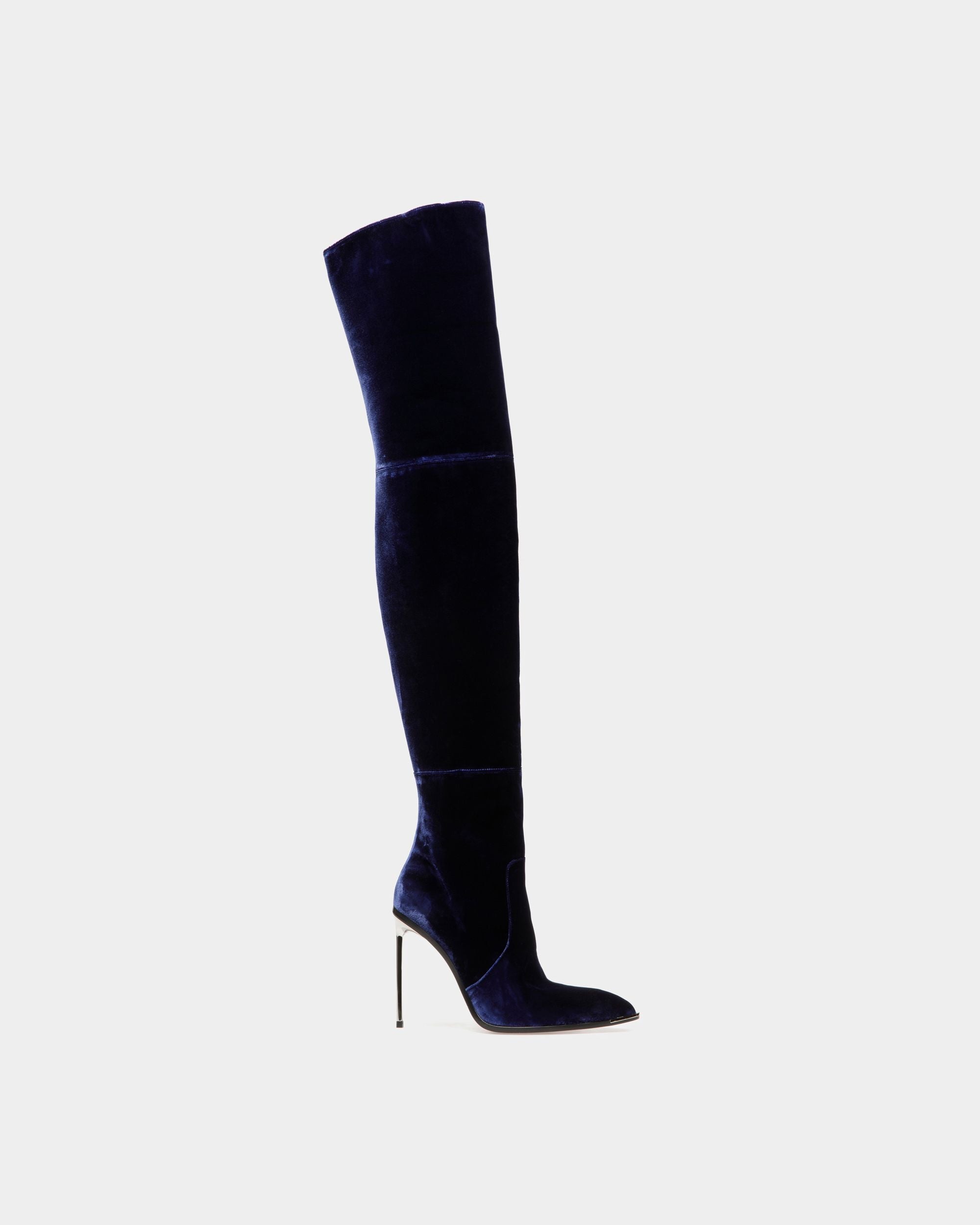 Bally Global - Bottes Hedy En Velours Bleu Marine - Bleu