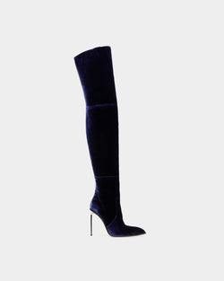 Botas Hedy De Terciopelo Azul Marino