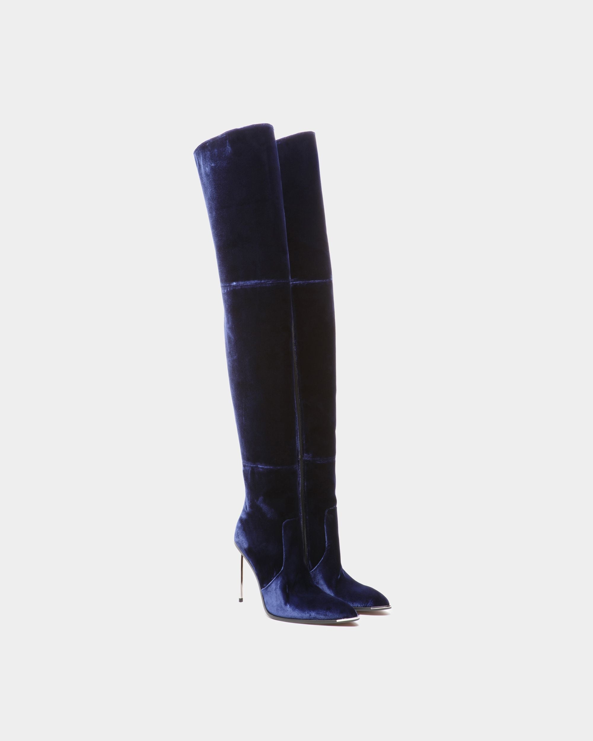 Bally Global - Botas Hedy De Terciopelo Azul Marino - Azul