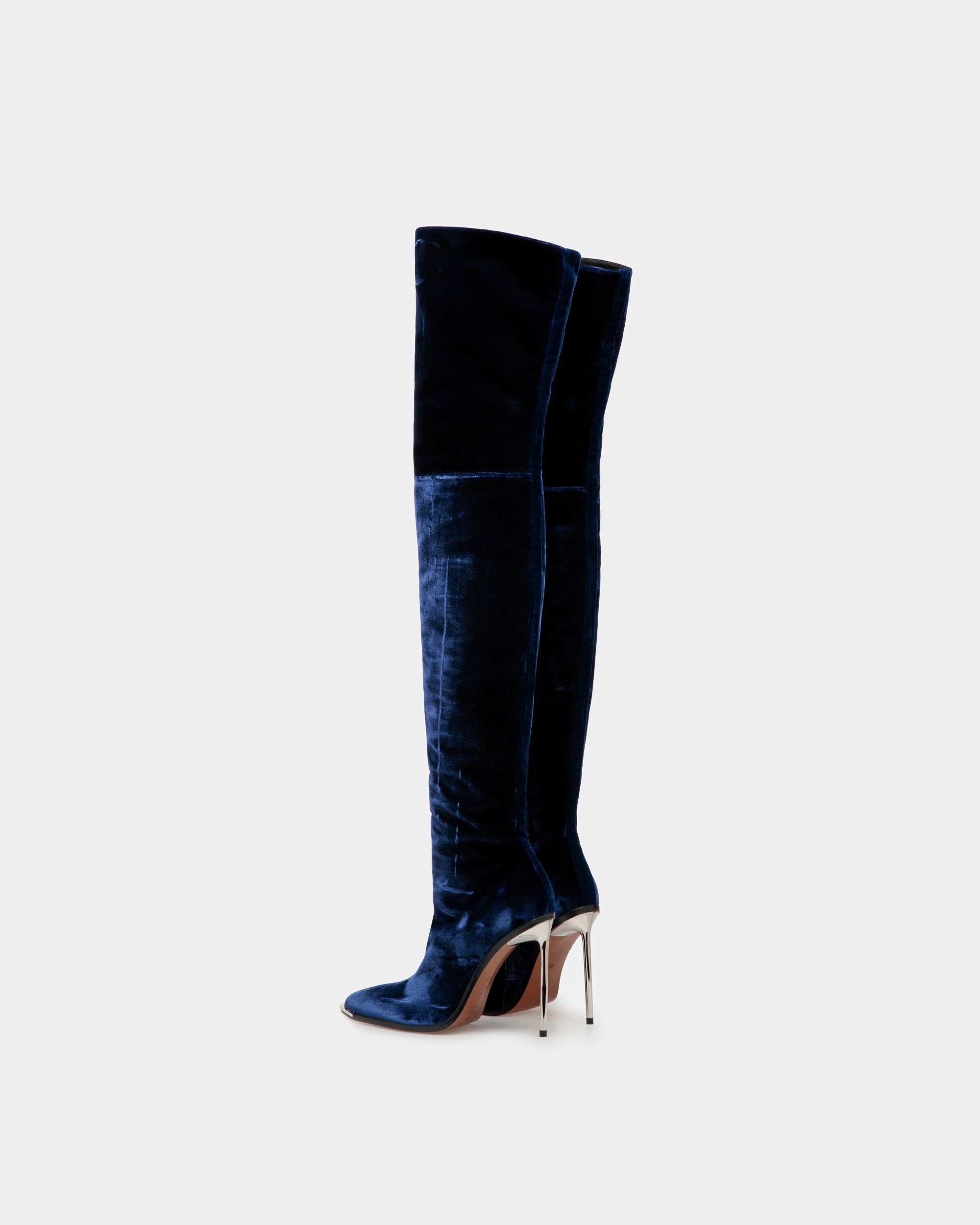 Bally Global - Botas Hedy De Terciopelo Azul Marino - Azul