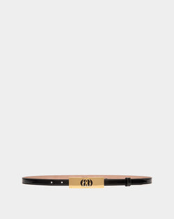 Emblem 15 Mm Belt In Black Brushed Leather