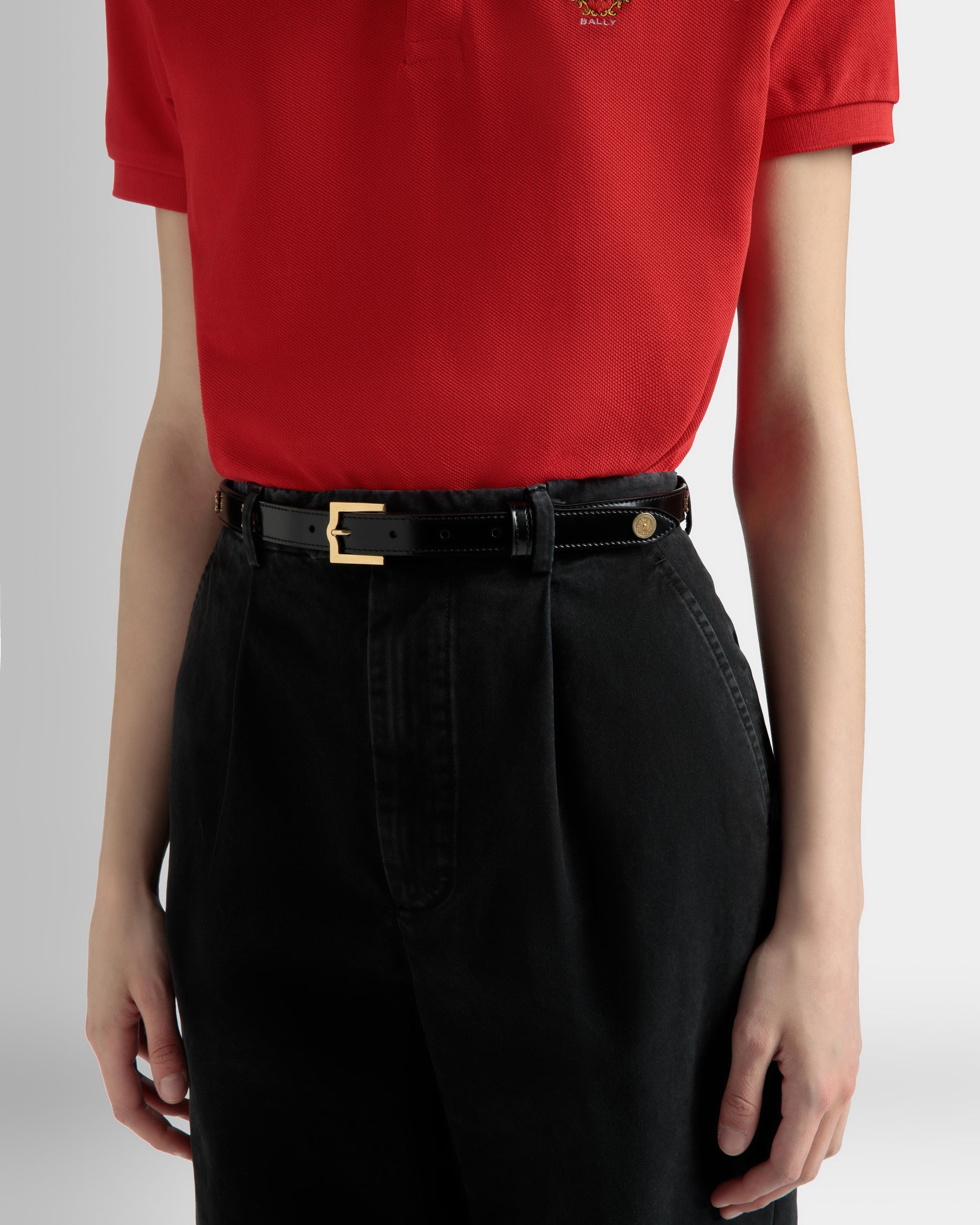 Bally Global - Ceinture Emblem 105 cm En Cuir Brossé Noir - Noir
