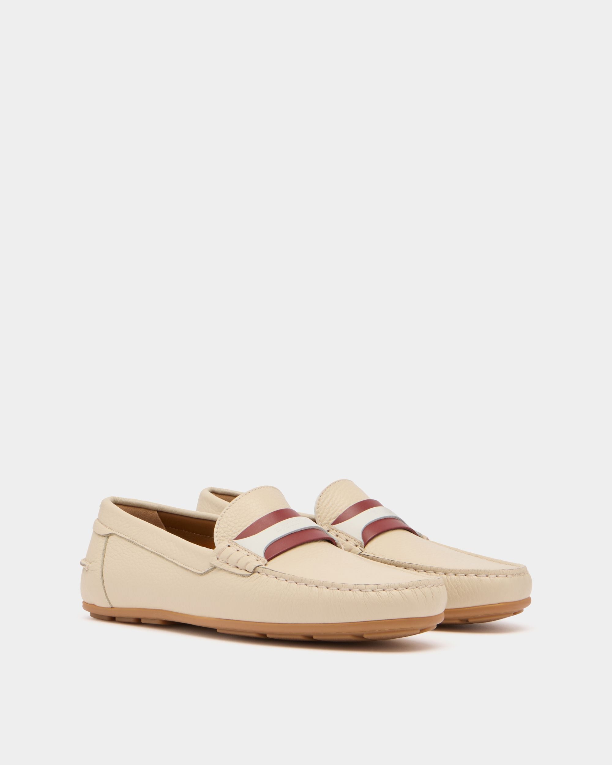 Bally Global - Clay Driver in White Grained Leather - White