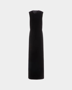 Sleeveless Dress in Black Velveteen