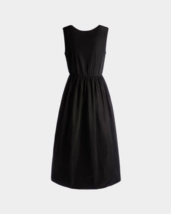 Robe Midi Sans Manches En Duchesse Technique Noire