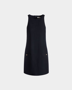 Minivestido Évasé De Lana Navy Blue