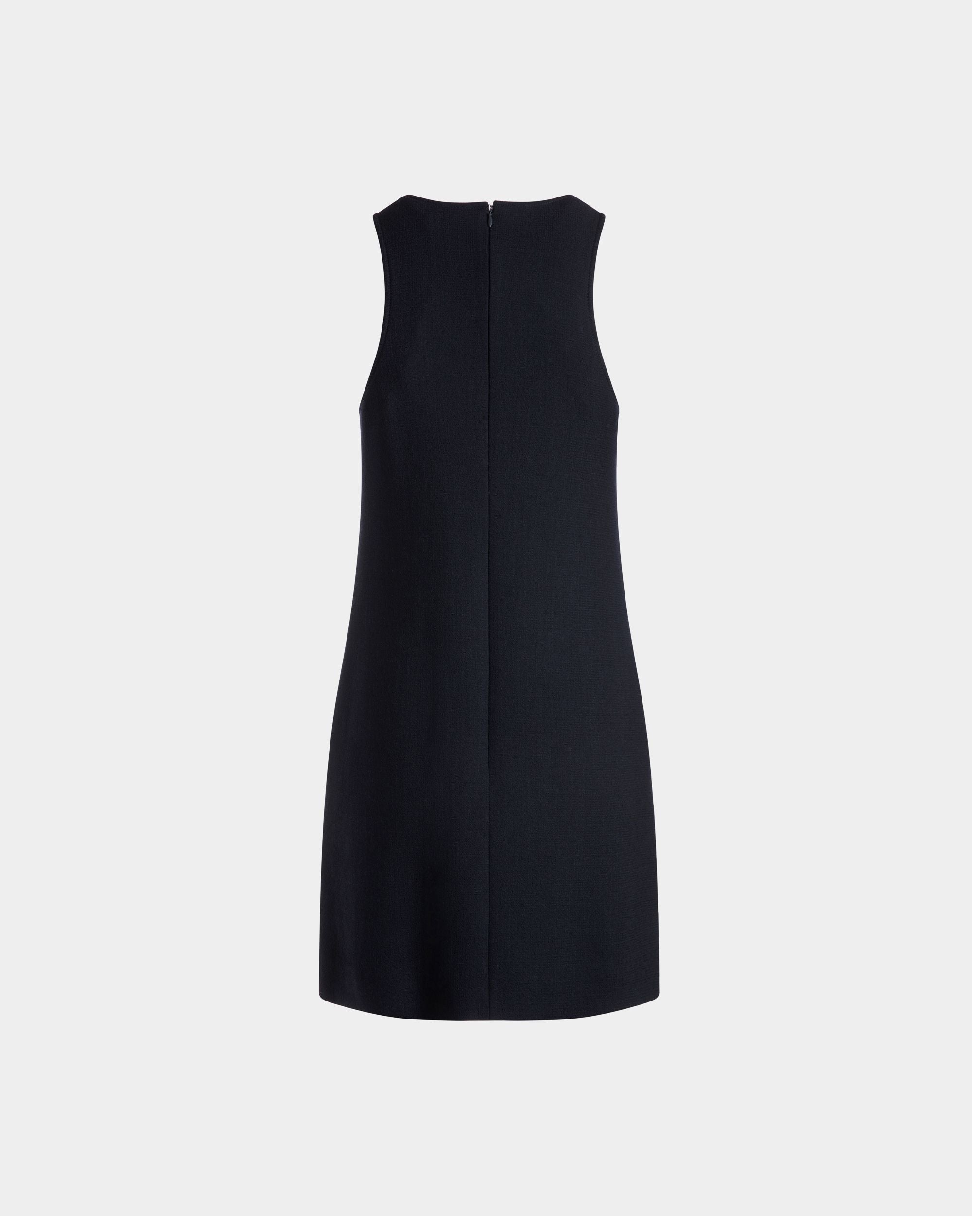 Bally Global - Minivestido Évasé De Lana Navy Blue - Azul